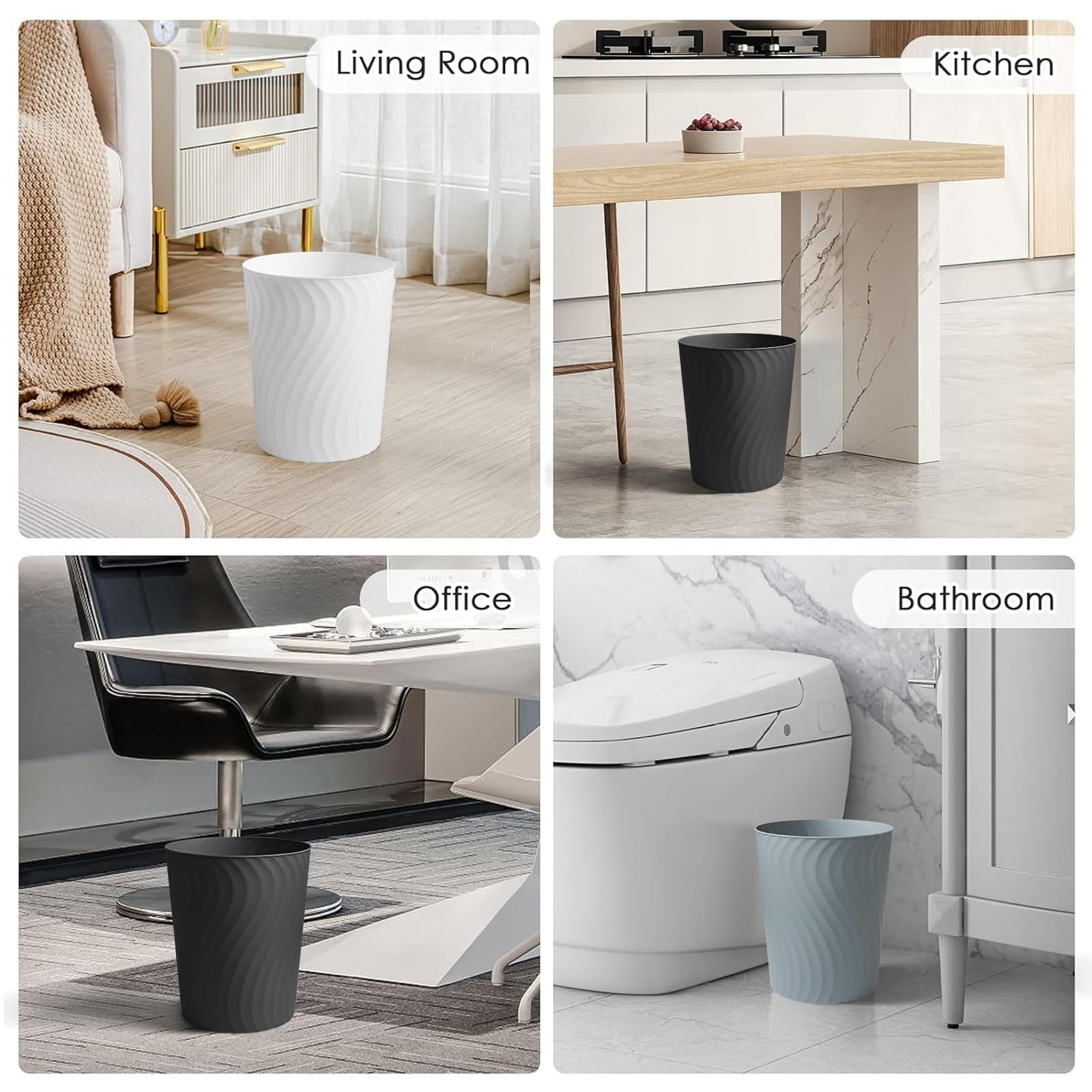 YGJT Cubo de basura pequeño, paquete de 3 cubos de basura de baño de 1.8 galones - Imagen 2