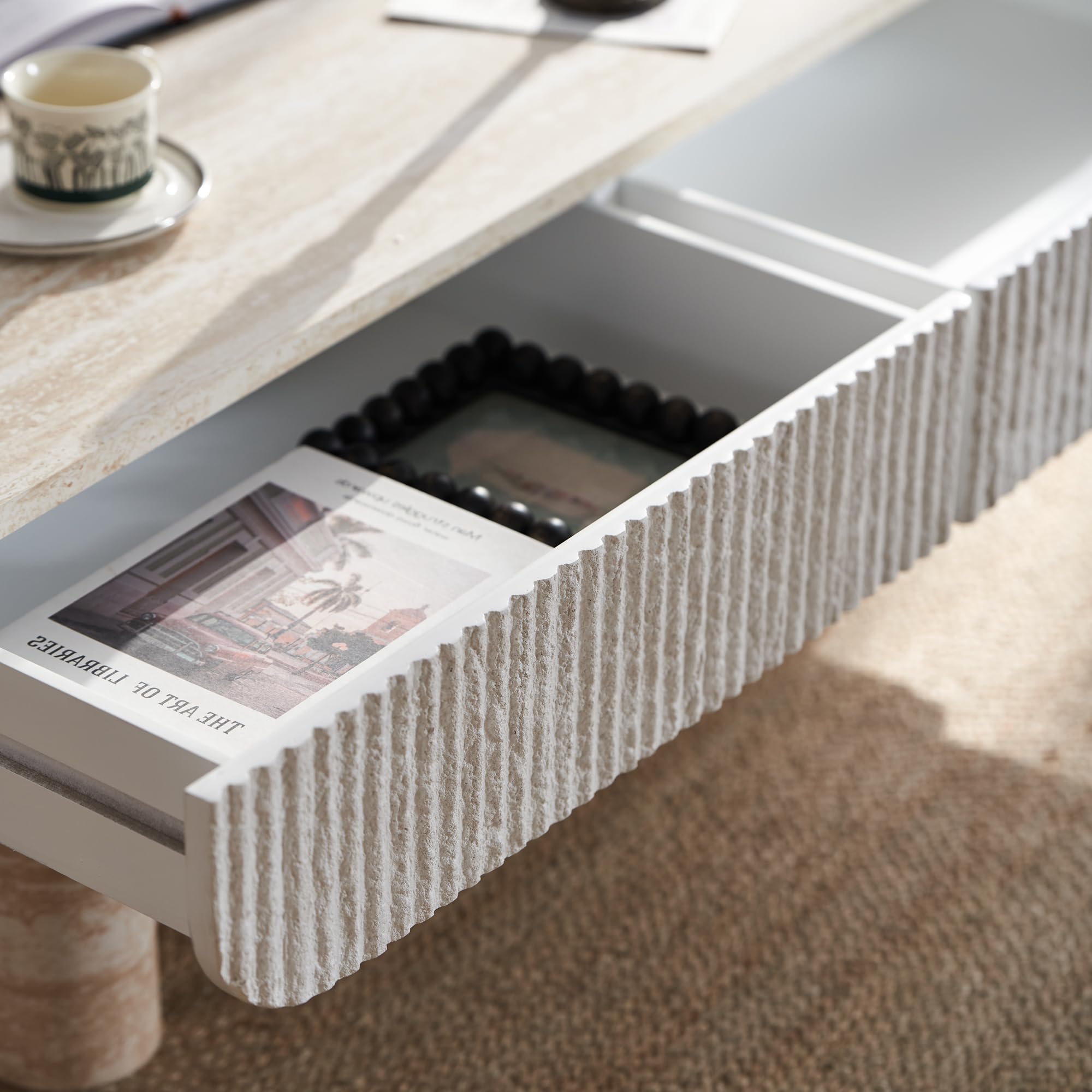 Mesa auxiliar rectangular de madera de 46.8 pulgadas con espacio de almacenamiento - Imagen 4