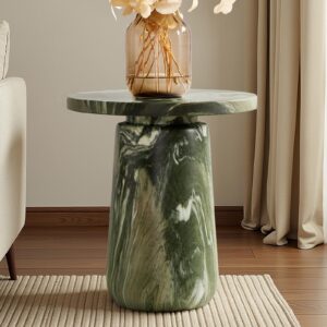 HULALA HOME - Mesa auxiliar redonda escultural con base de pedestal
