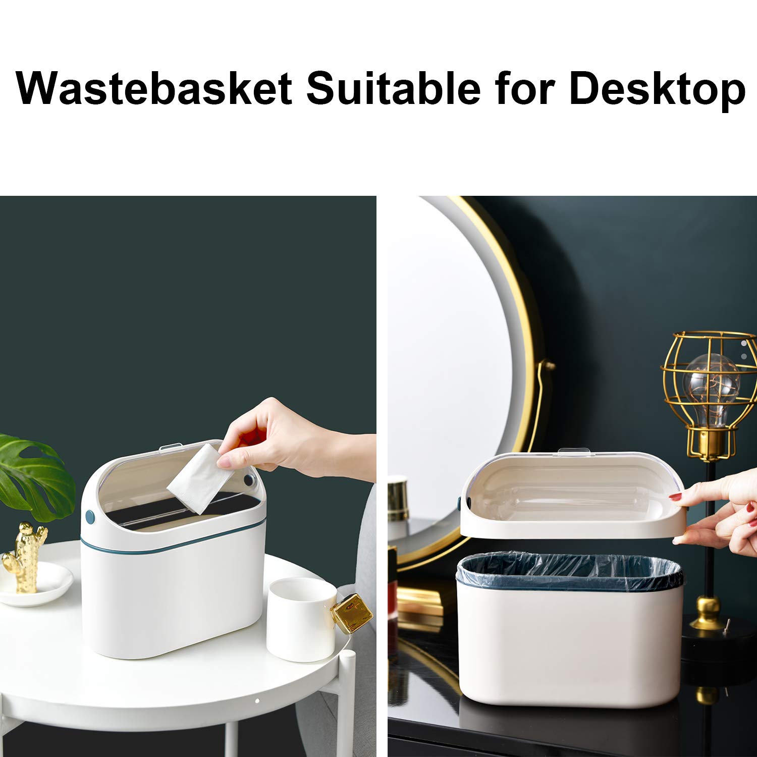 LALASTAR Basurero de escritorio con tapa, mini bote de basura para escritorio - Imagen 3
