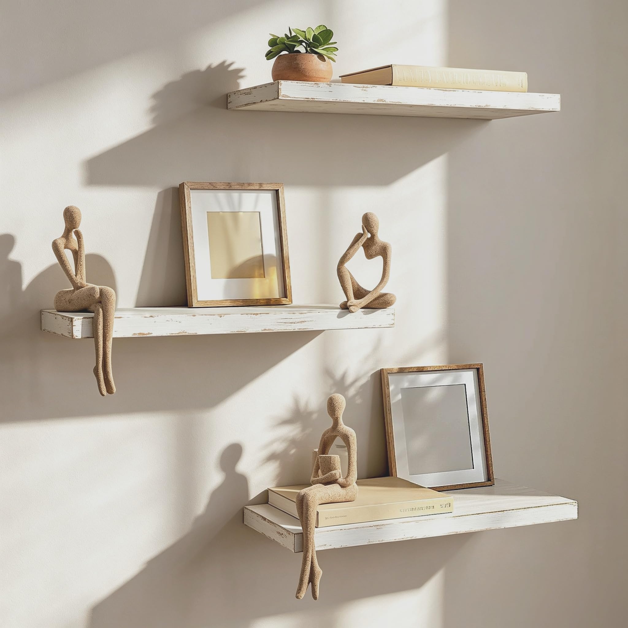 Estatuas abstractas de lectura para pensador para estantería de libros, oficina, arenisca - Imagen 4