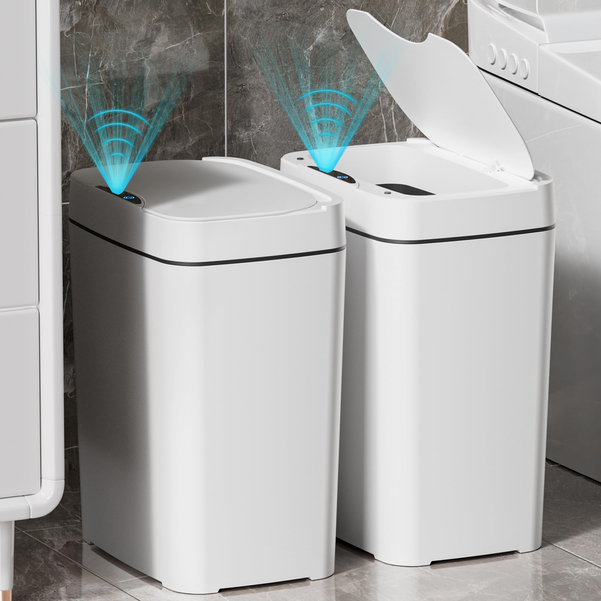Vanpopubs Paquete de 2 Botes de Basura de Baño de 2.7 Galones con Tapa