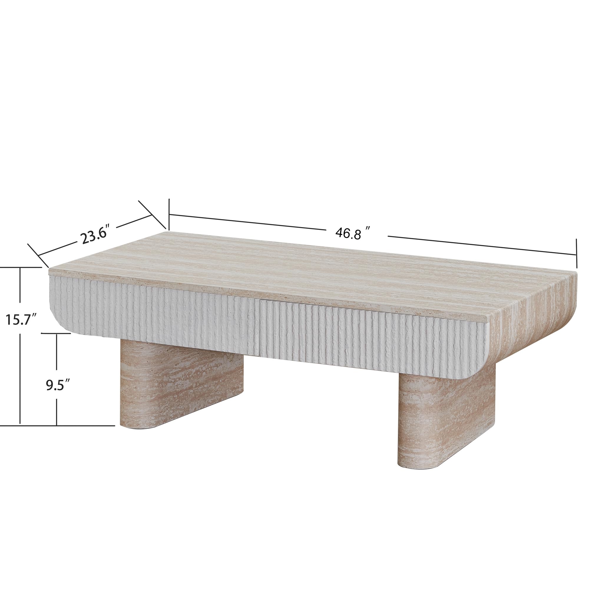 Mesa de centro moderna de mediados de siglo de 46.9 pulgadas con parte superior de mármol - Imagen 2