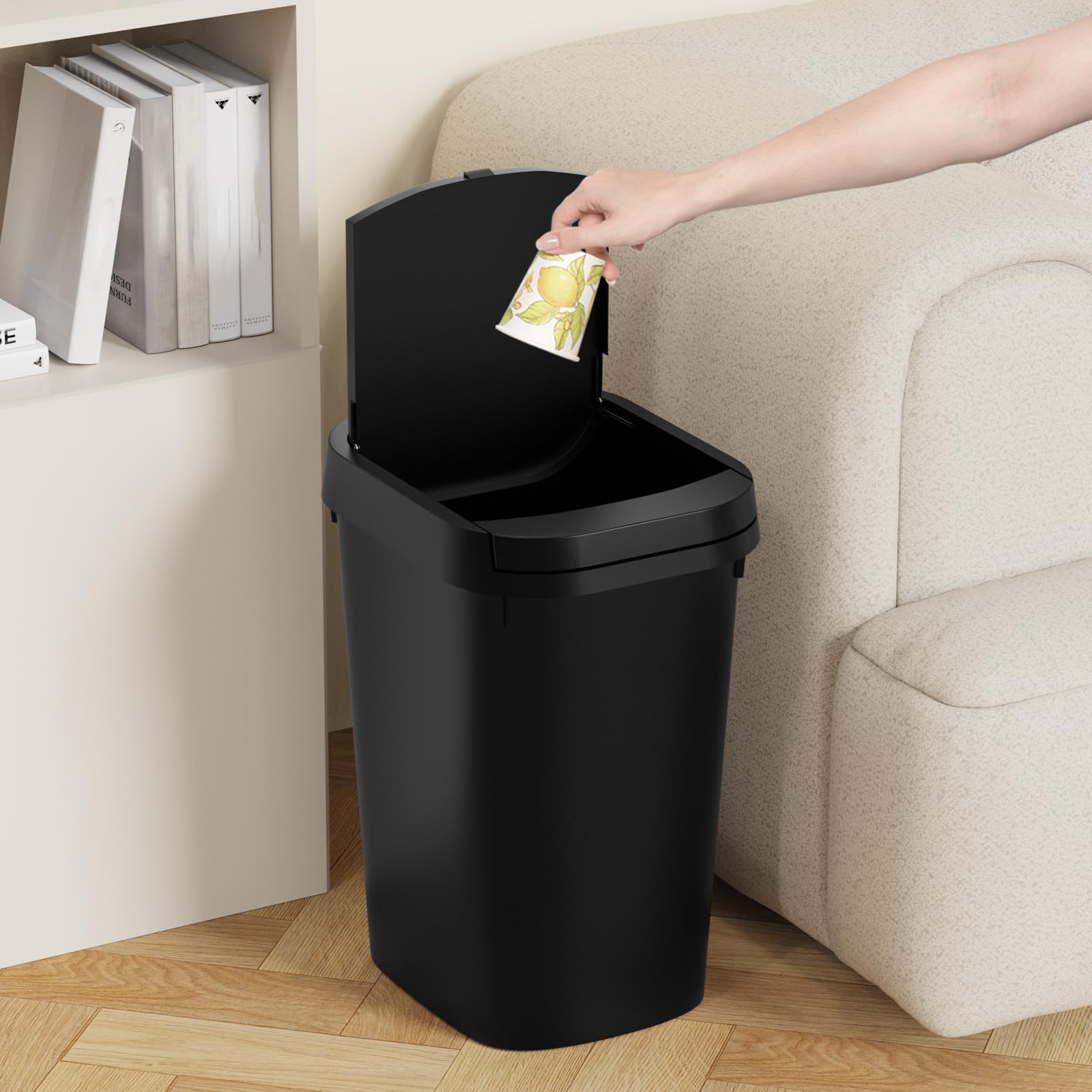 KSSKSS Paquete de 3 cubos de basura pequeños para baño con tapa - Imagen 2