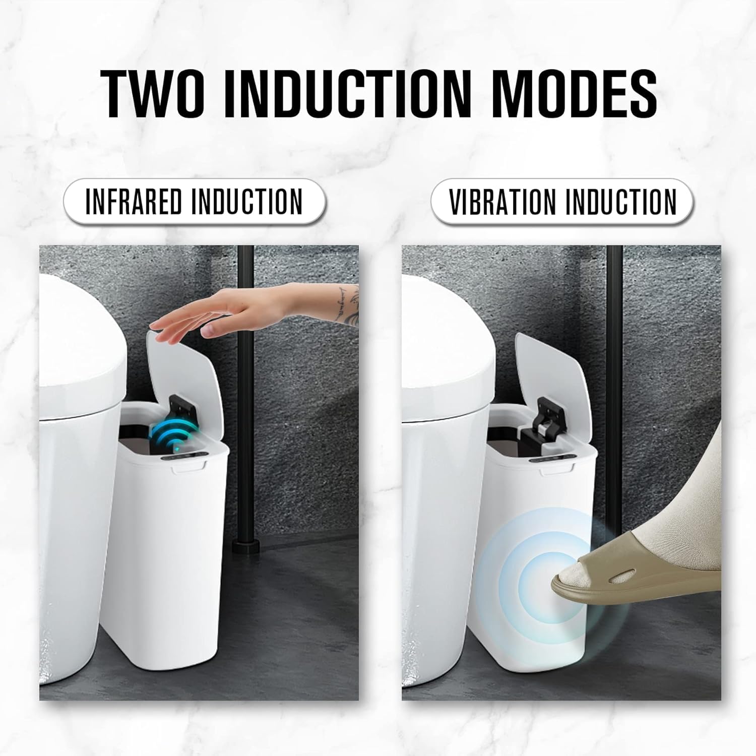 Cesun Basurero automático de baño pequeño con tapa, 2.6 galones - Imagen 5