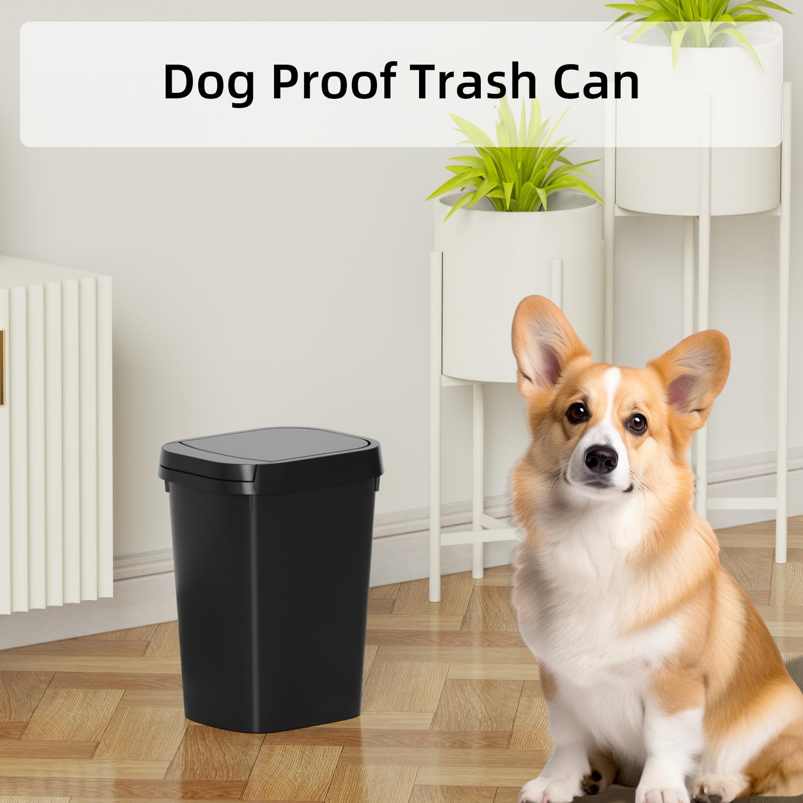 KSSKSS Paquete de 3 cubos de basura pequeños para baño con tapa - Imagen 4