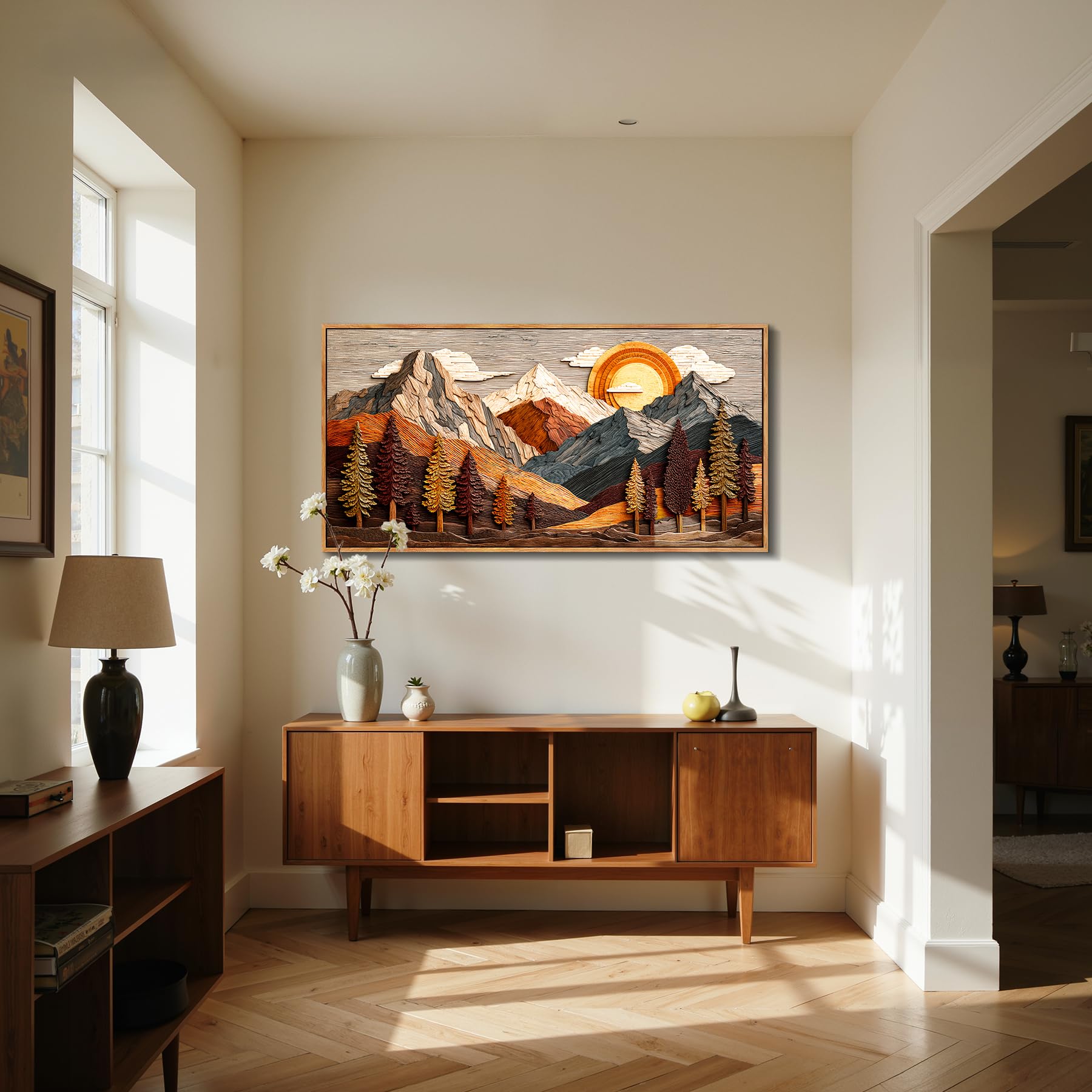 imjiayu Arte de pared enmarcado grande de montaña abstracta, decoración - Imagen 2