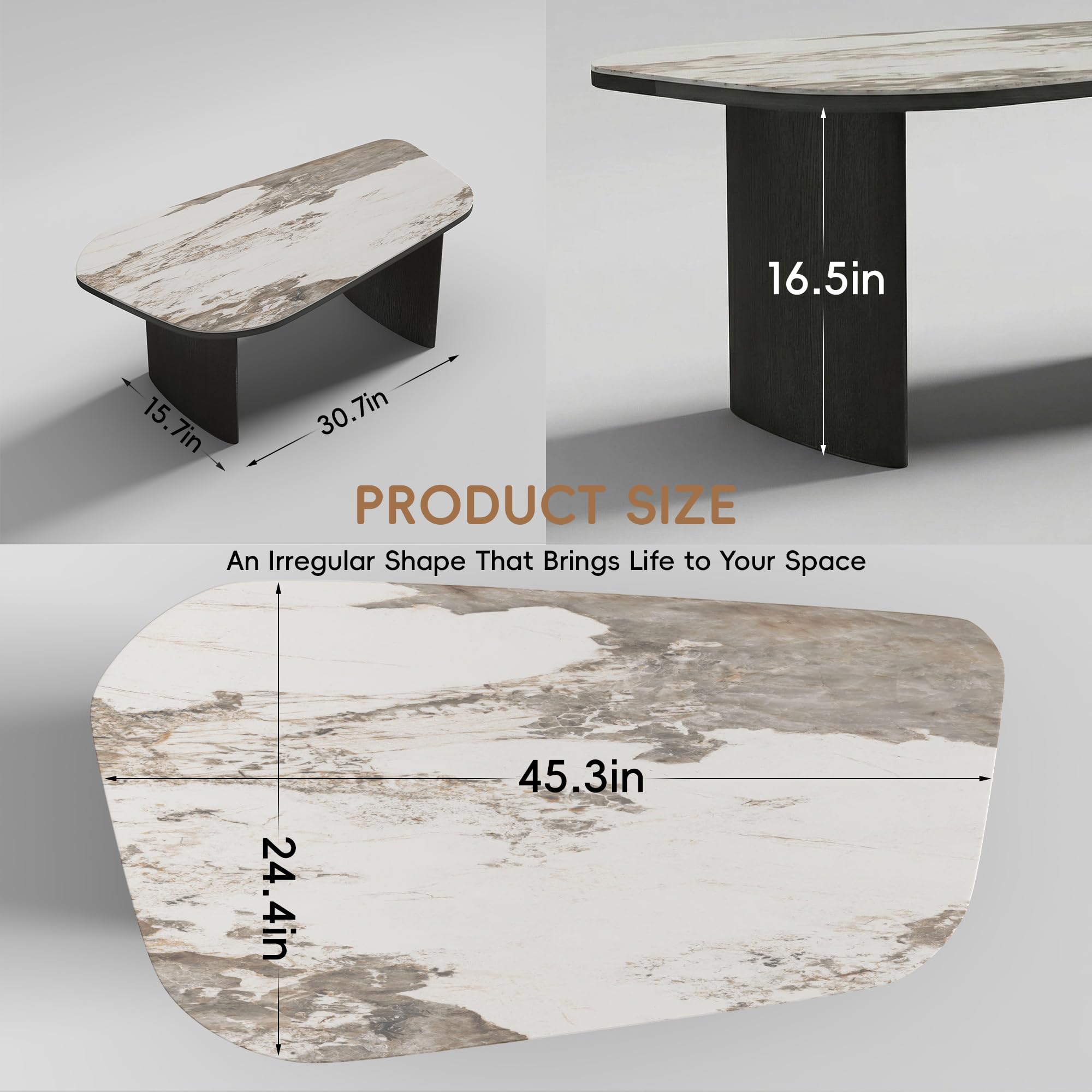Mesa de café de mármol de lujo, parte superior de piedra sinterizada de alta calidad - Imagen 2