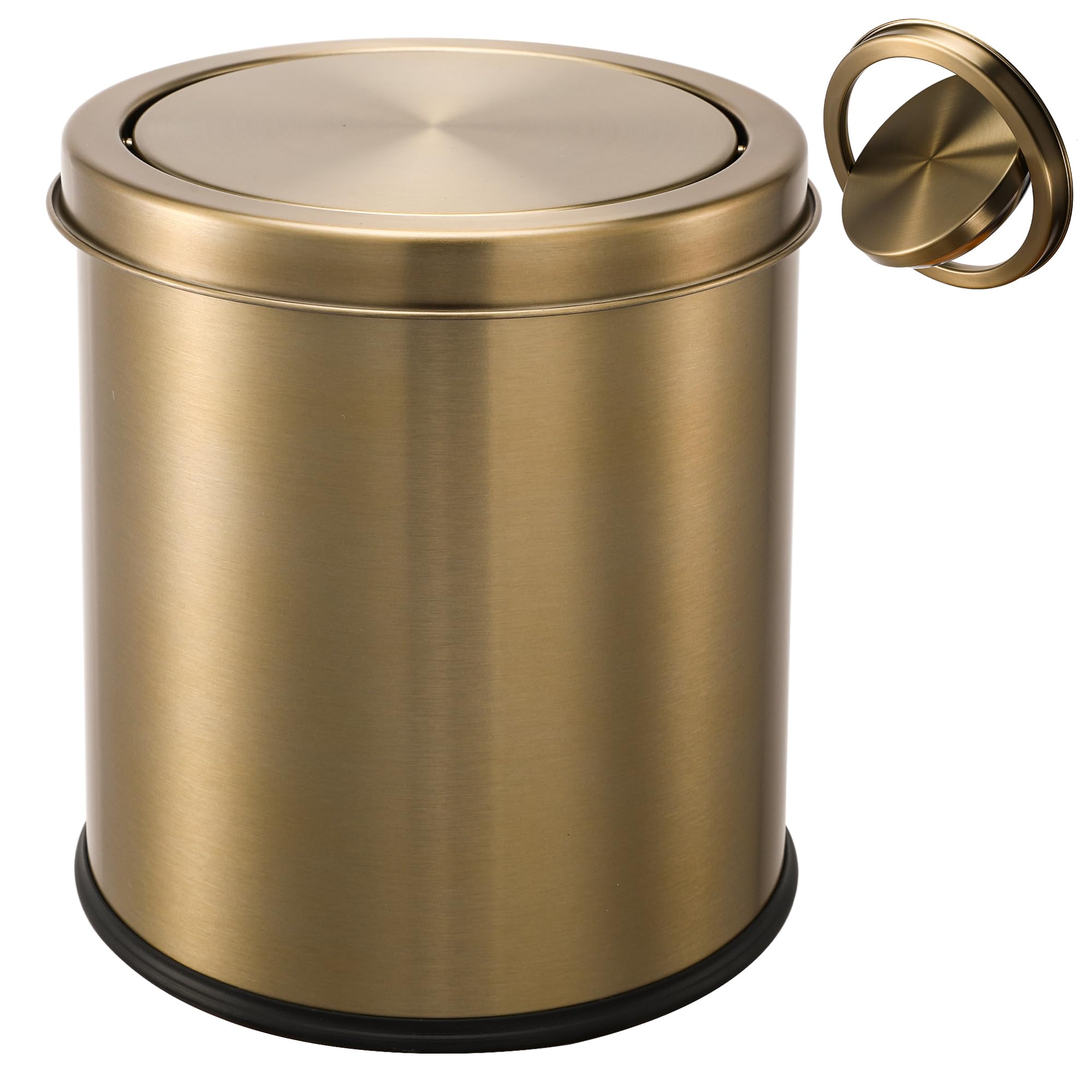 Bote de basura dorado | Cubo de basura de baño con tapa | Cubo de basura de metal pequeño