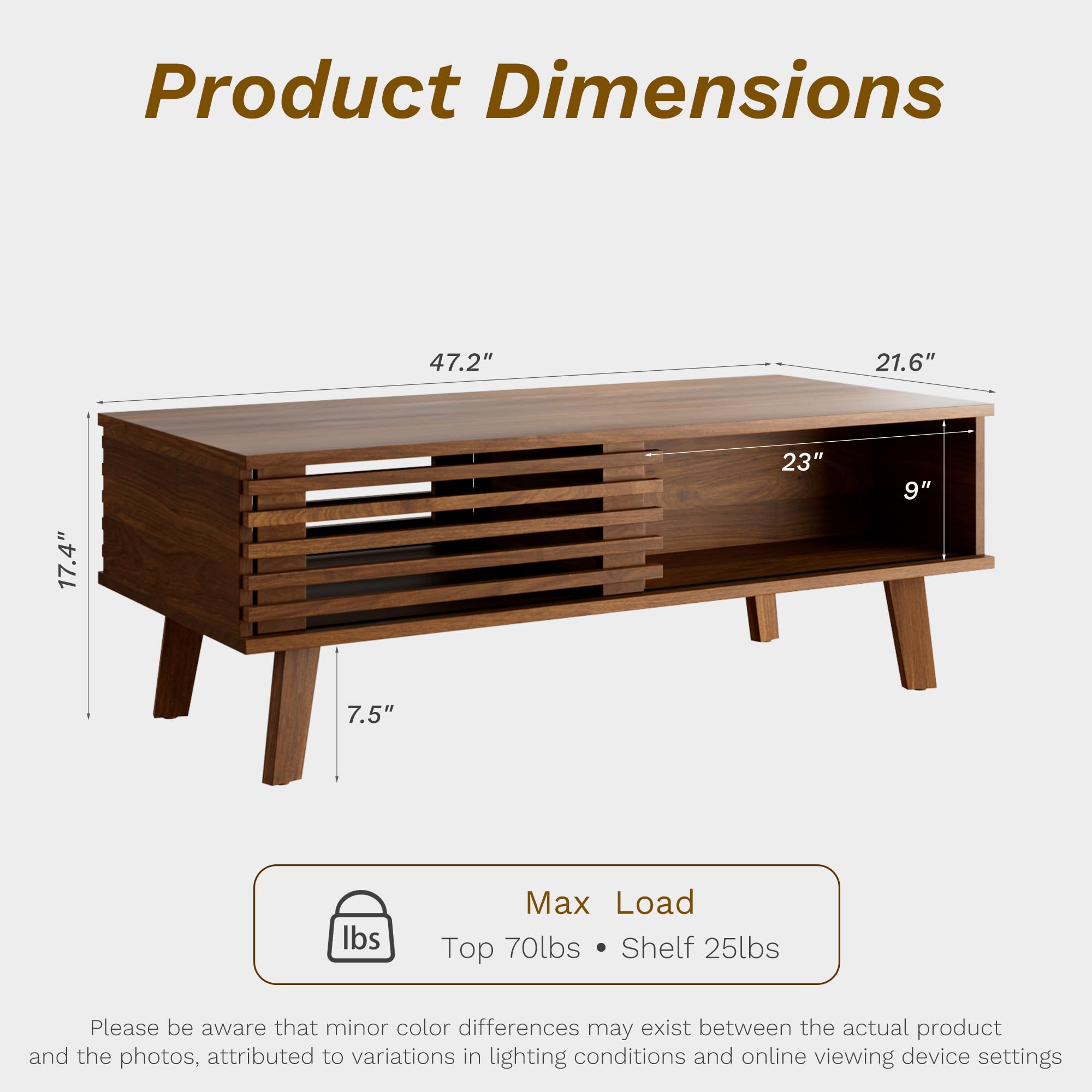 Mesa de Centro Moderna de Mediados del Siglo, Mesa de Centro de Madera con Almacenamiento - Imagen 2