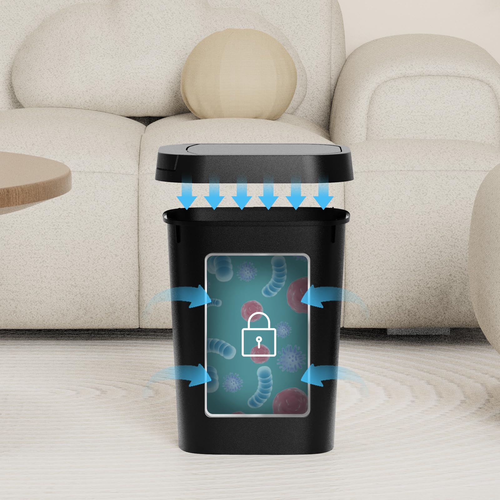 KSSKSS Paquete de 3 cubos de basura pequeños para baño con tapa - Imagen 5
