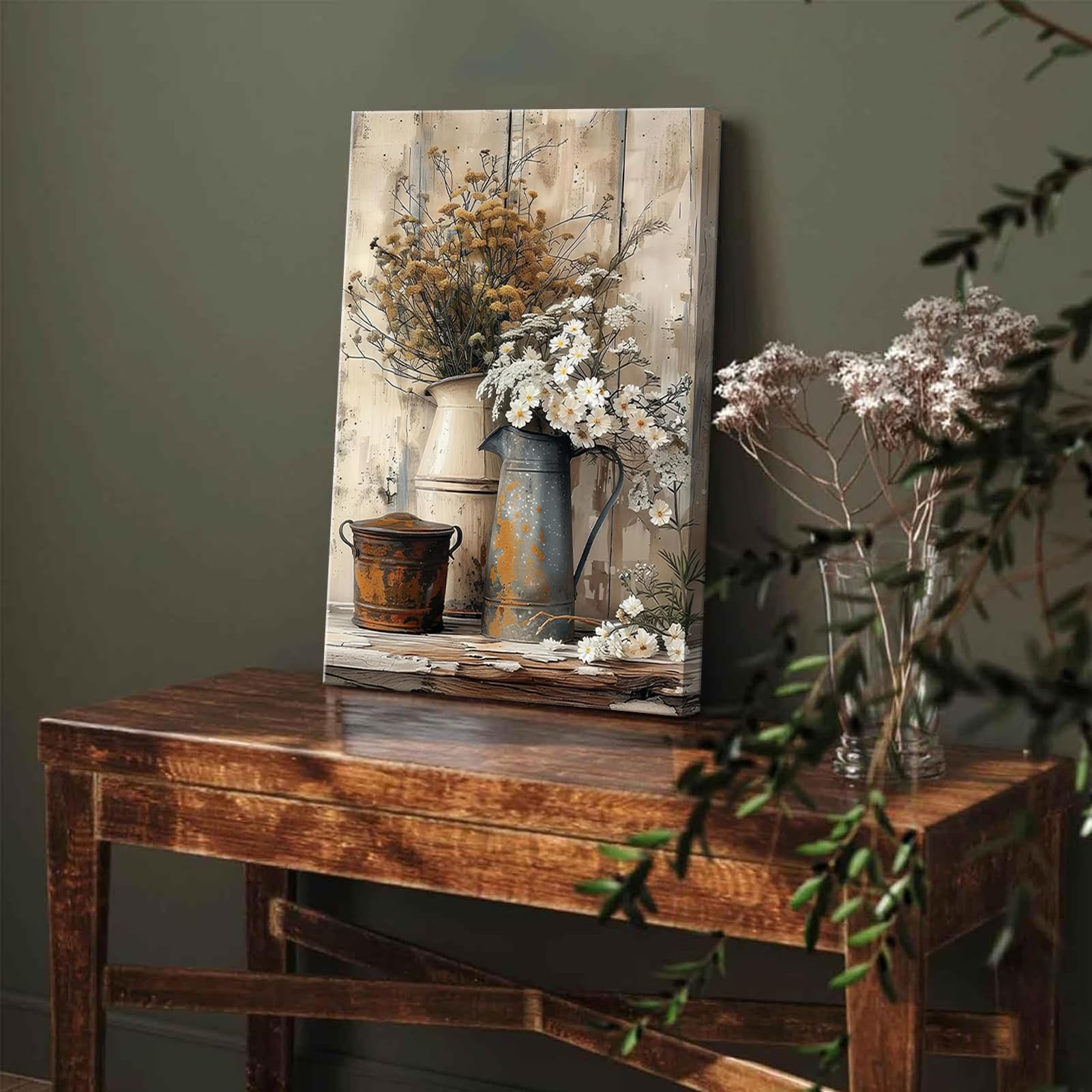 Lienzo rústico de margaritas de granja, arte de pared, pósteres florales de campo vintage - Imagen 5