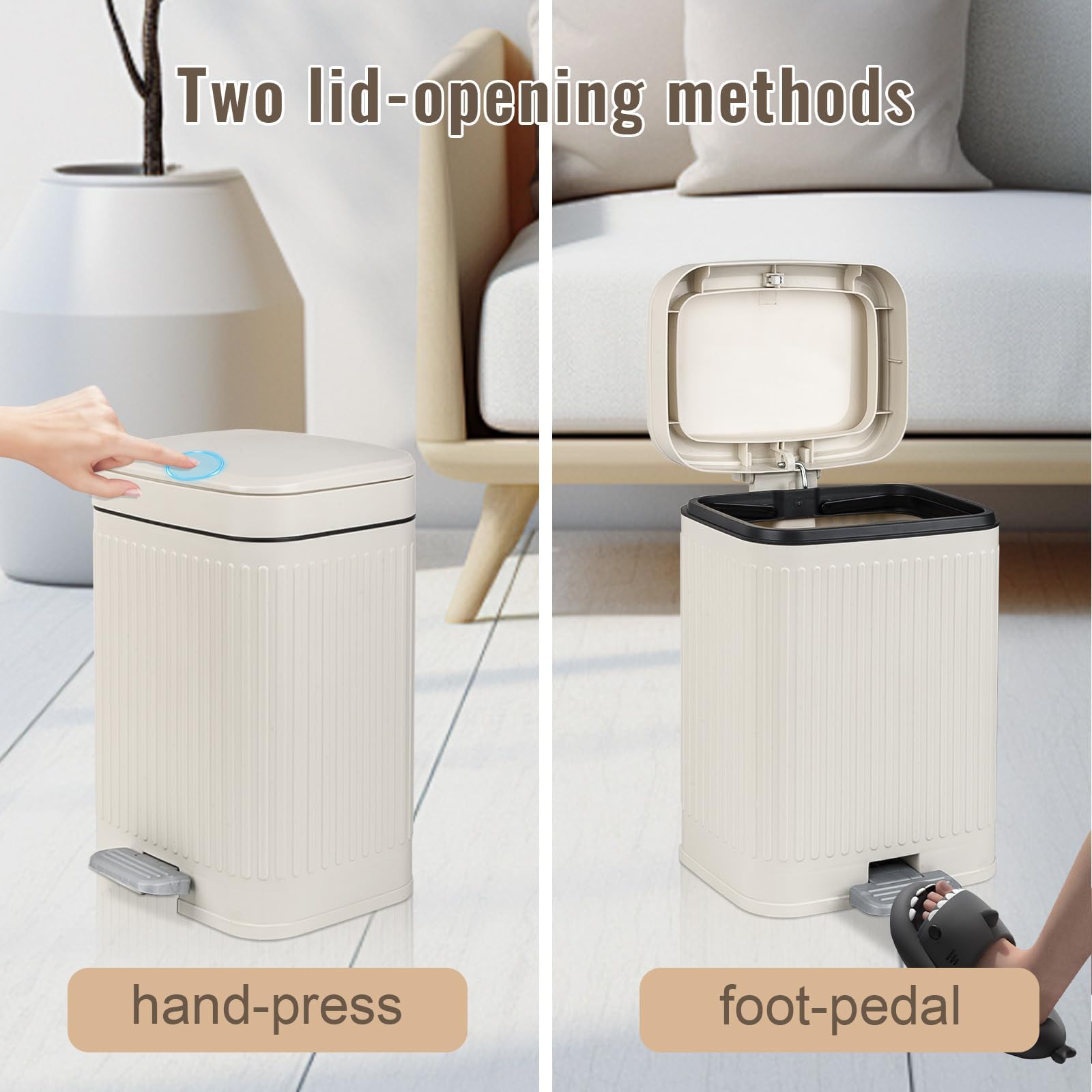 Cubo de Basura Pequeño para Baño con Tapa de 2.1 Galones - Imagen 3