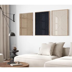 Cuadros abstractos modernos para pared, lienzo neutro bohemio, arte para pared