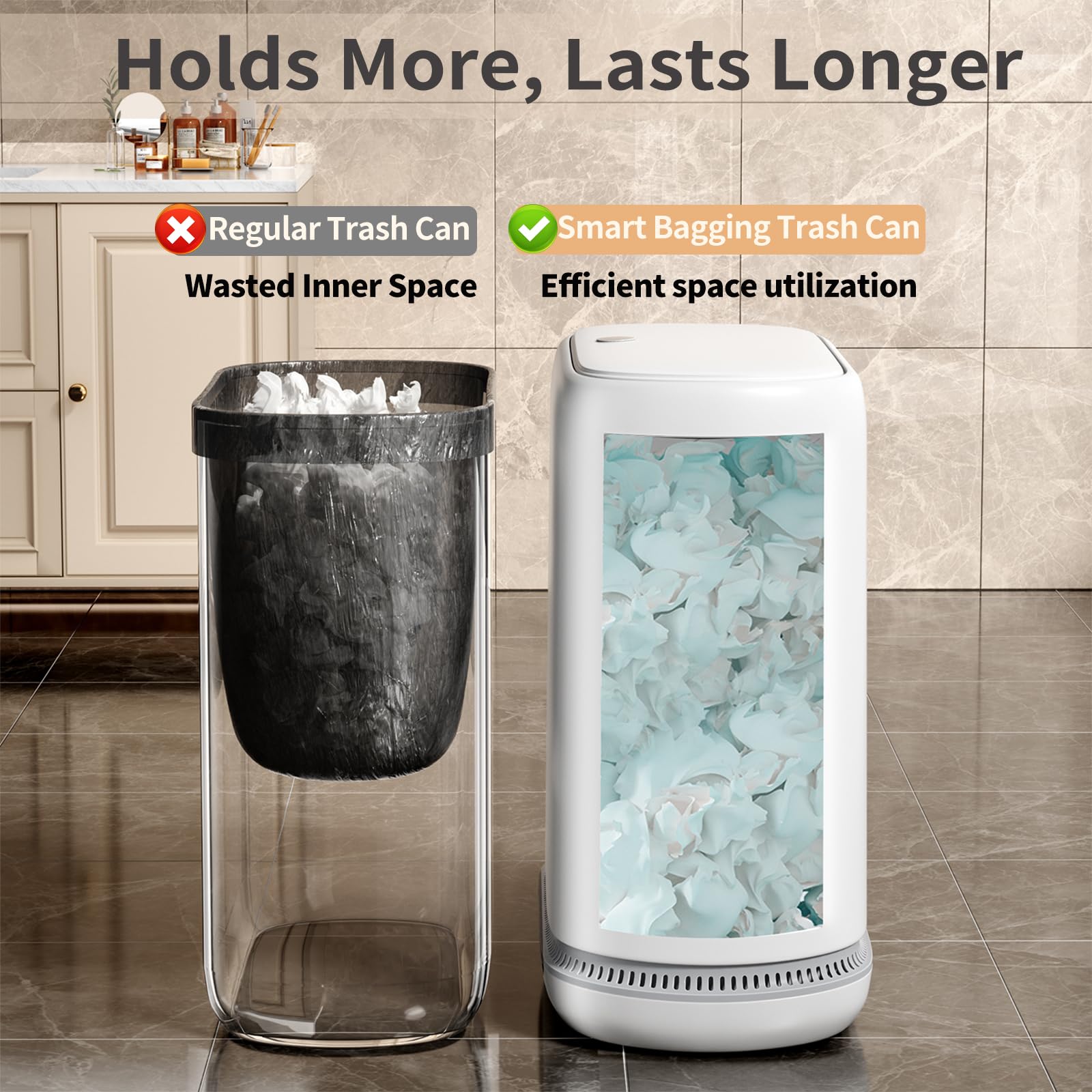 Cubo de basura pequeño para baño con tapa - Imagen 3