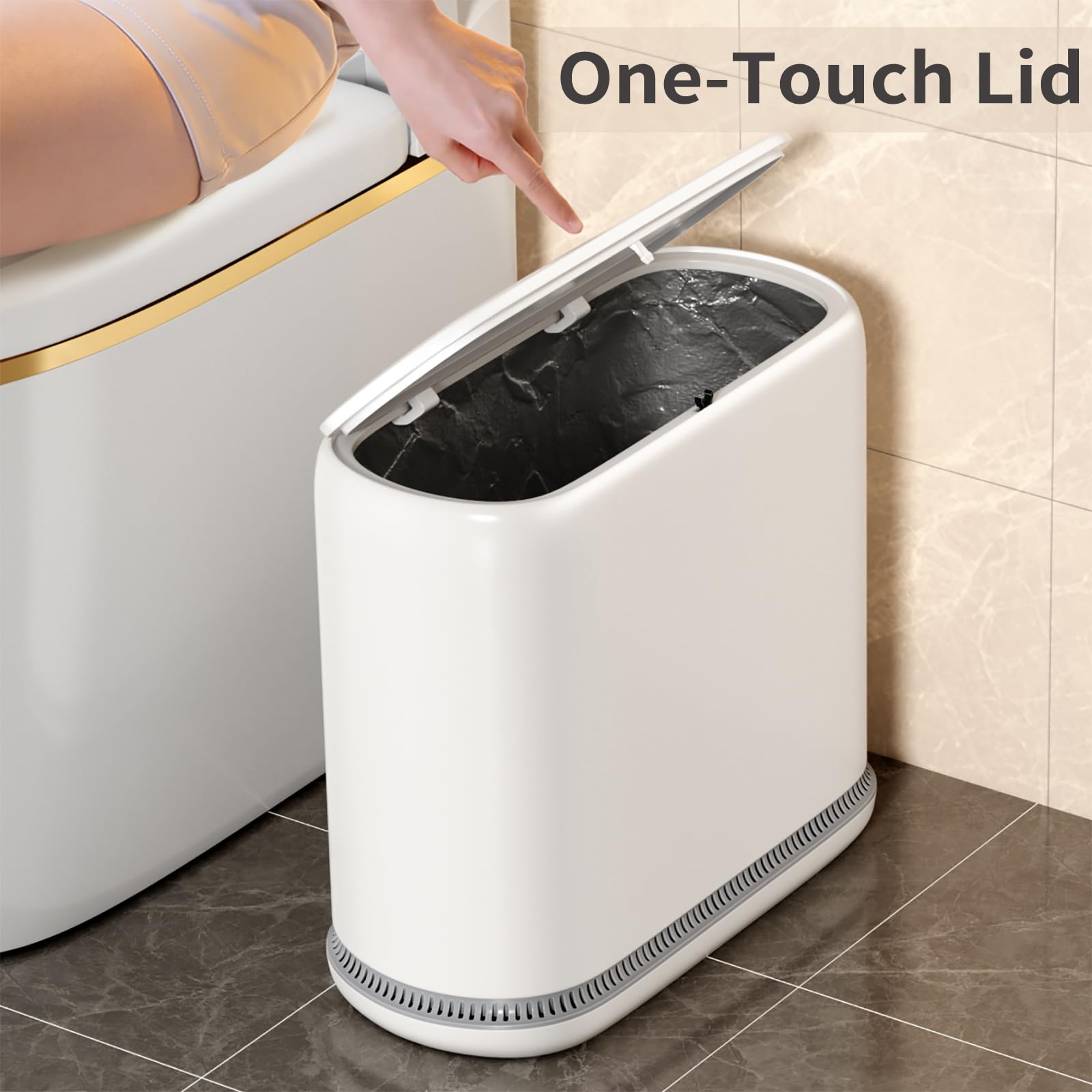 Cubo de basura pequeño para baño con tapa - Imagen 4