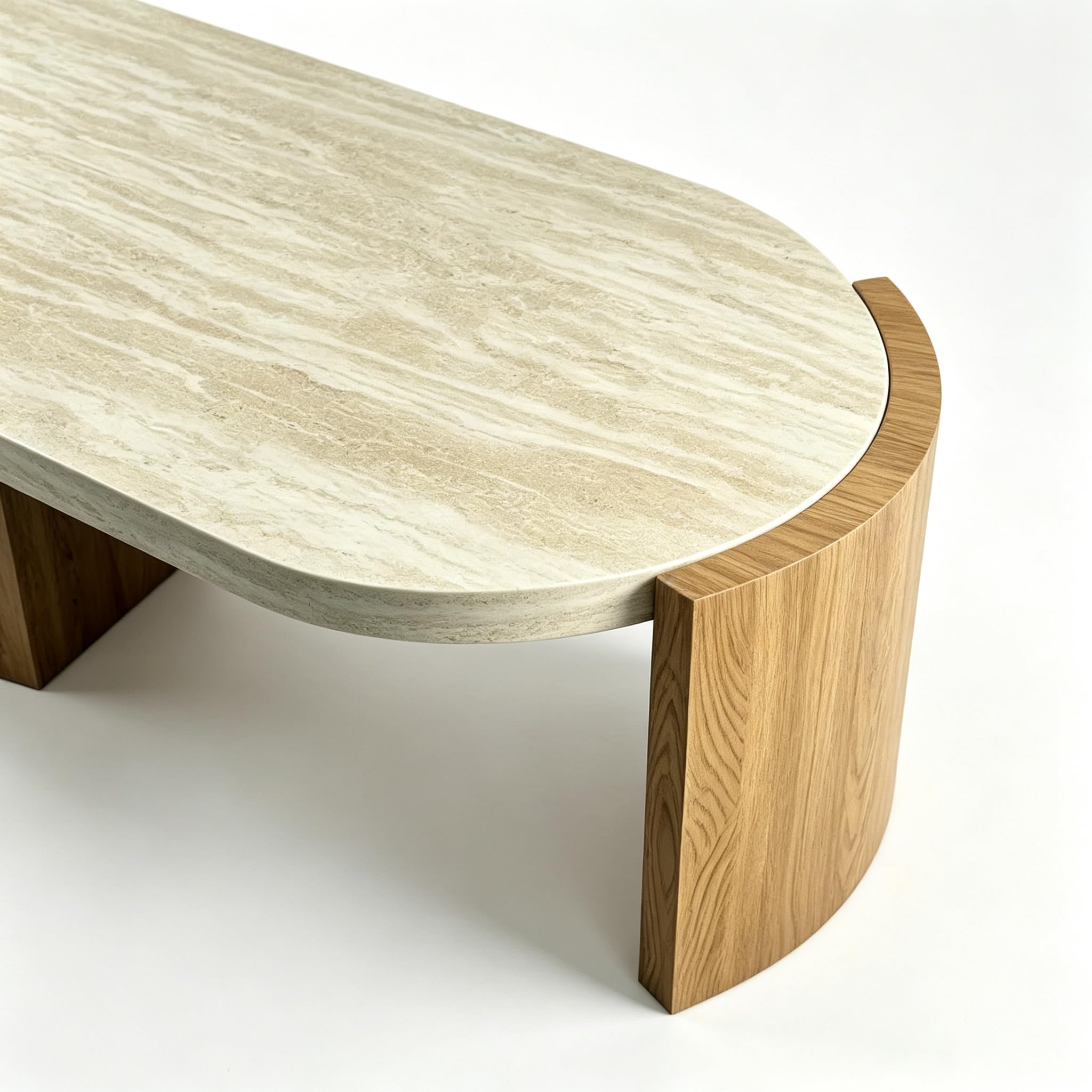 Mesa de centro ovalada de travertino sintético de 48.42 pulgadas - Imagen 4