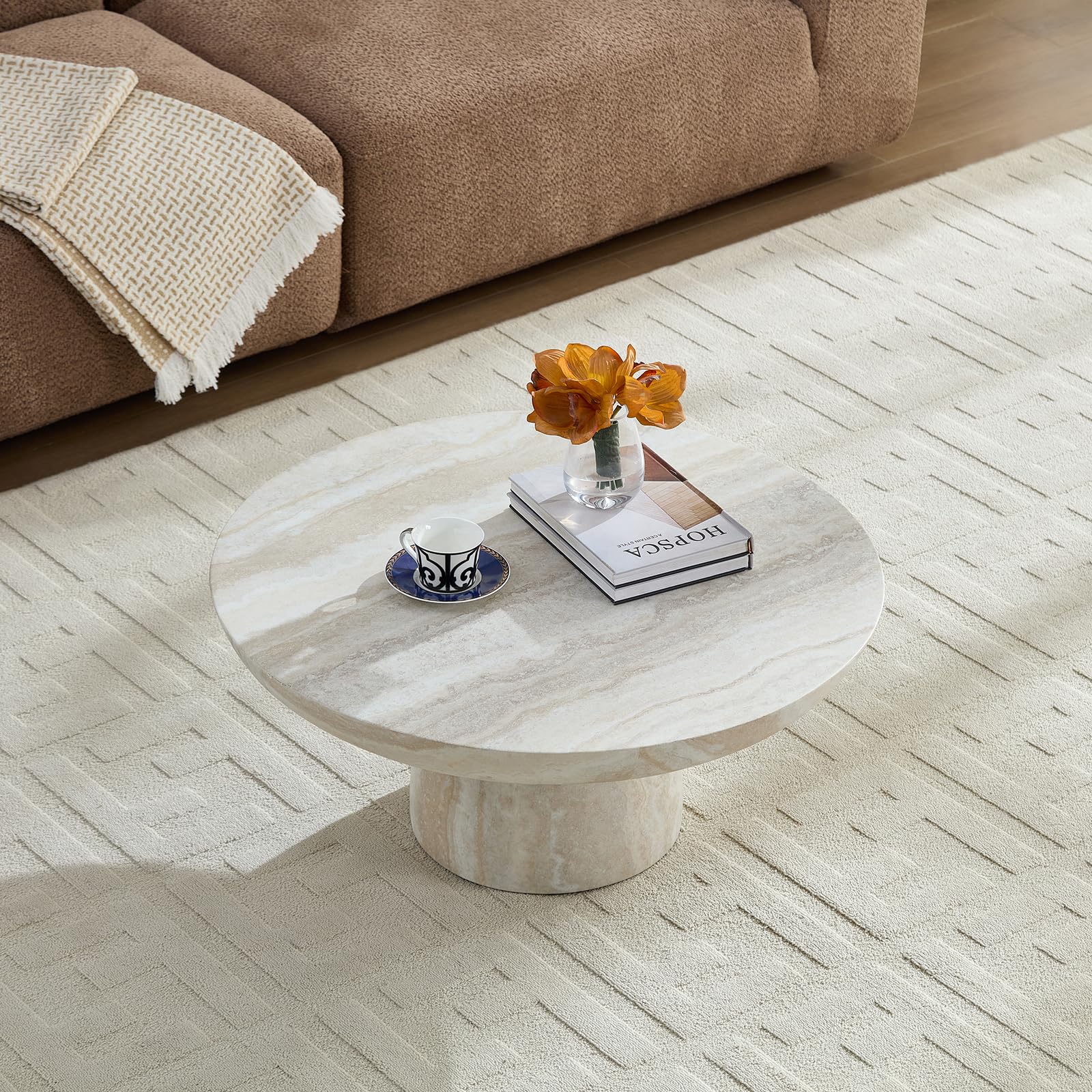 Mesa de Centro de Mármol Sintético con Forma de Hongo - Imagen 5