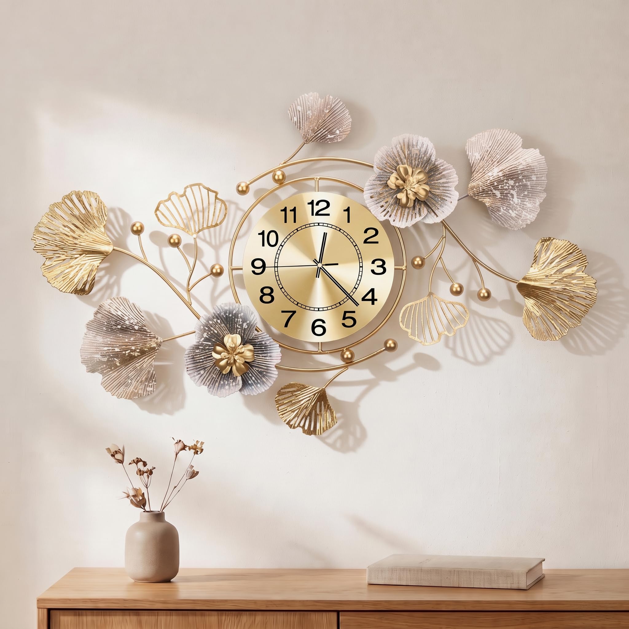 Reloj de pared decorativo grande de 33 pulgadas, arte de metal