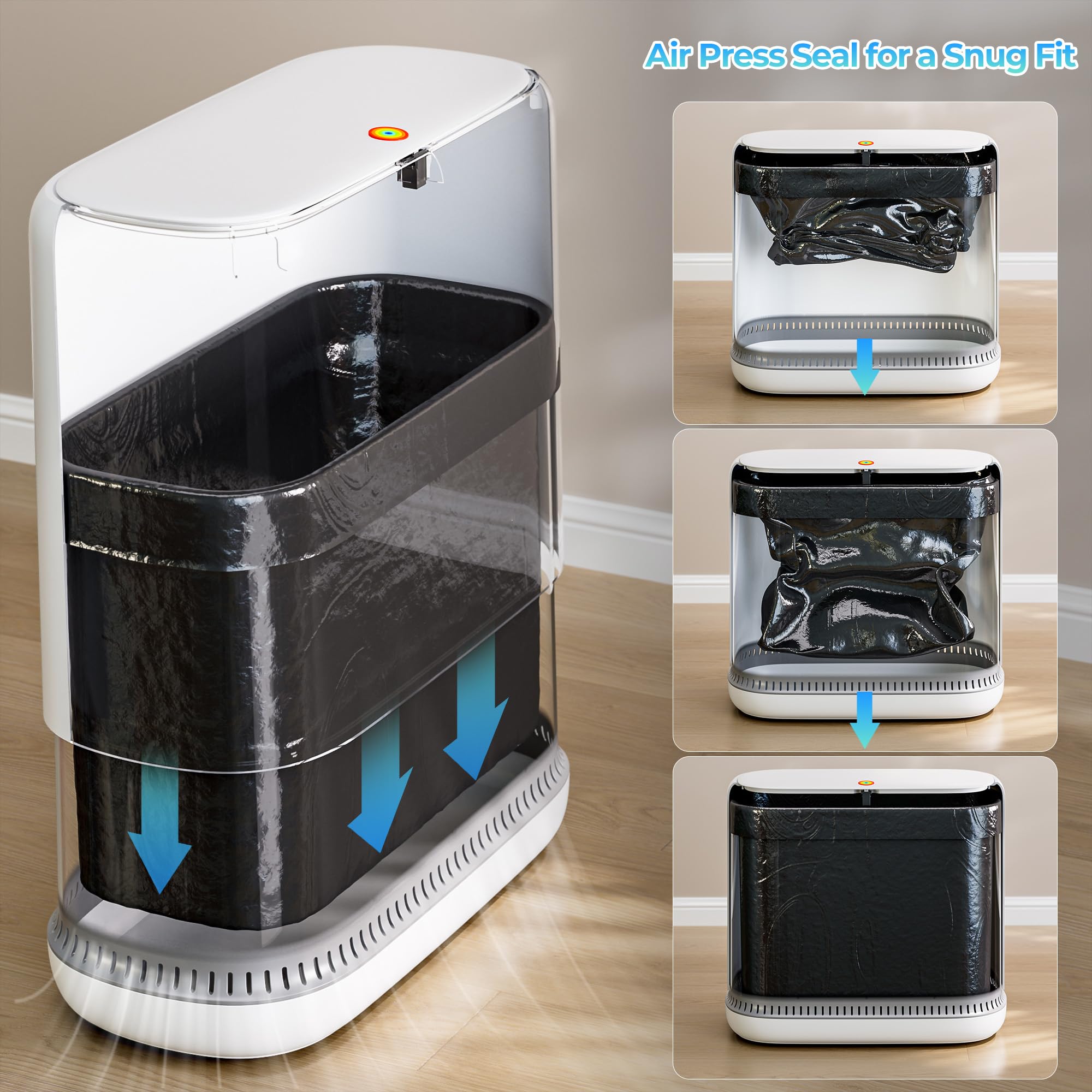 Cubo de basura pequeño para baño con tapa, control de olores - Imagen 2