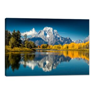 YIOZHAOFH Lienzo decorativo de pared con diseño de teton de montaña, paisaje, lago natural