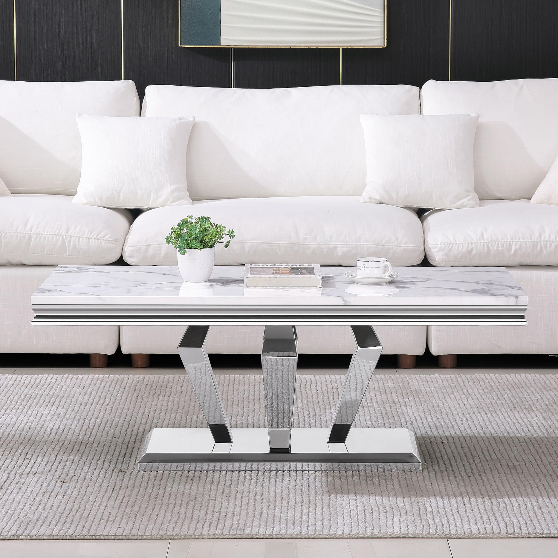 SSLine Moderna mesa de centro de 1 pieza para sala de estar