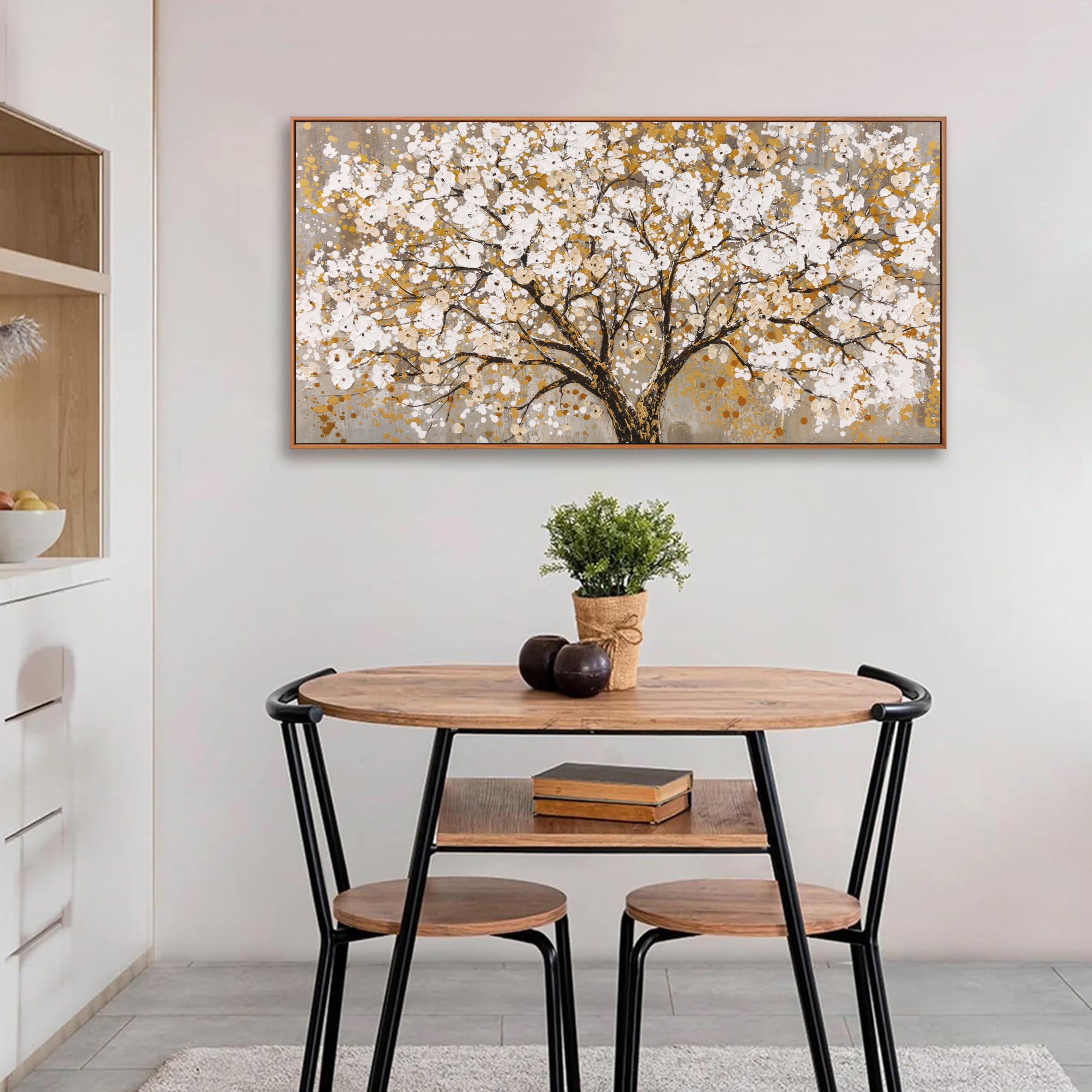 Arte enmarcado para pared, diseño de árbol de la vida dorado, arte de pared - Imagen 5