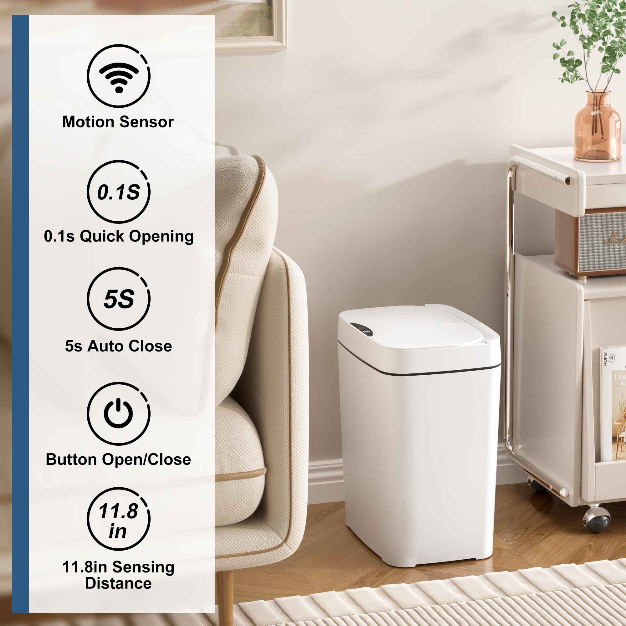 Vanpopubs Paquete de 2 Botes de Basura de Baño de 2.7 Galones con Tapa - Imagen 2