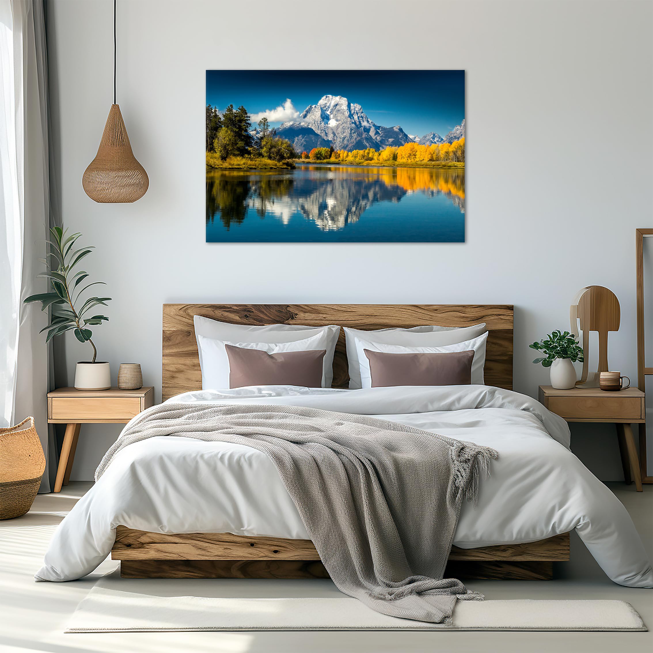 YIOZHAOFH Lienzo decorativo de pared con diseño de teton de montaña, paisaje, lago natural - Imagen 4