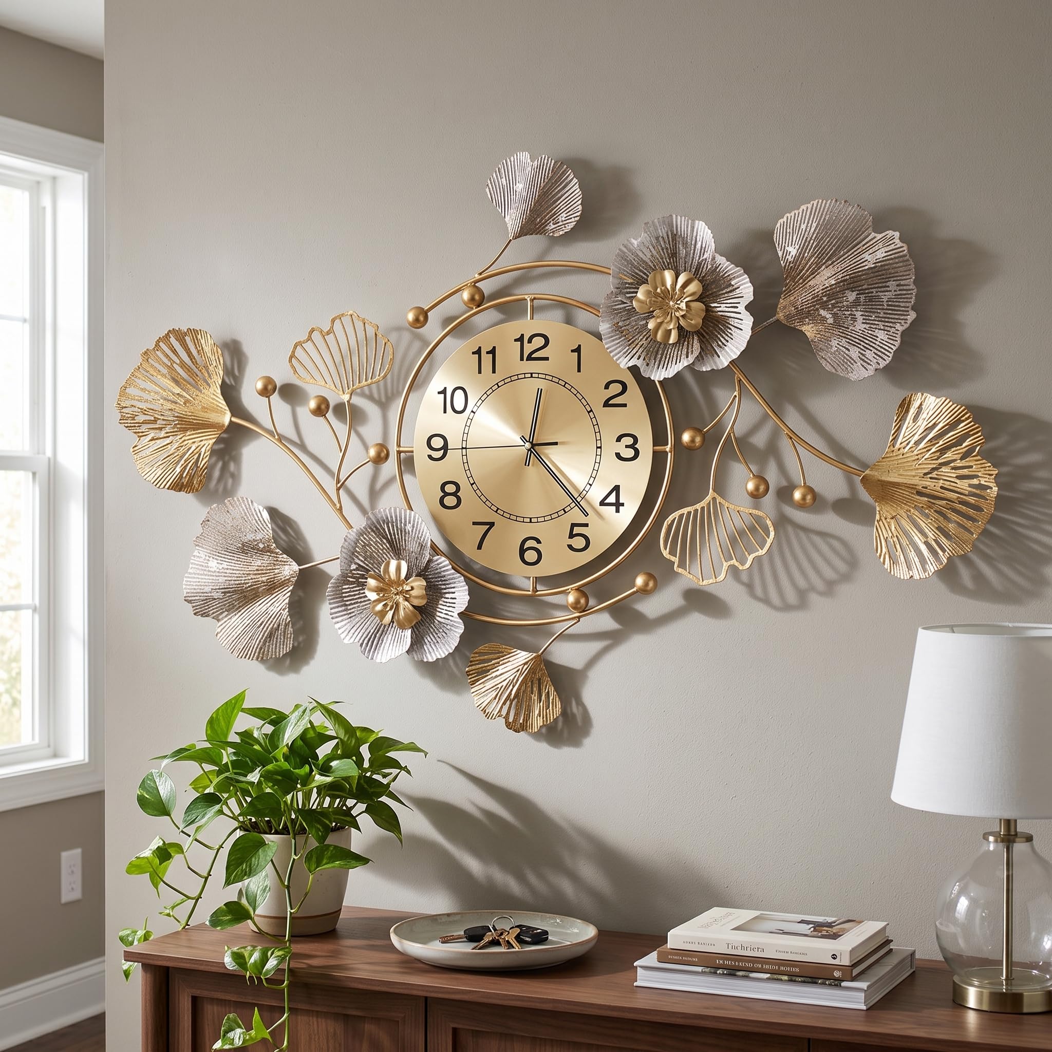 Reloj de pared decorativo grande de 33 pulgadas, arte de metal - Imagen 4