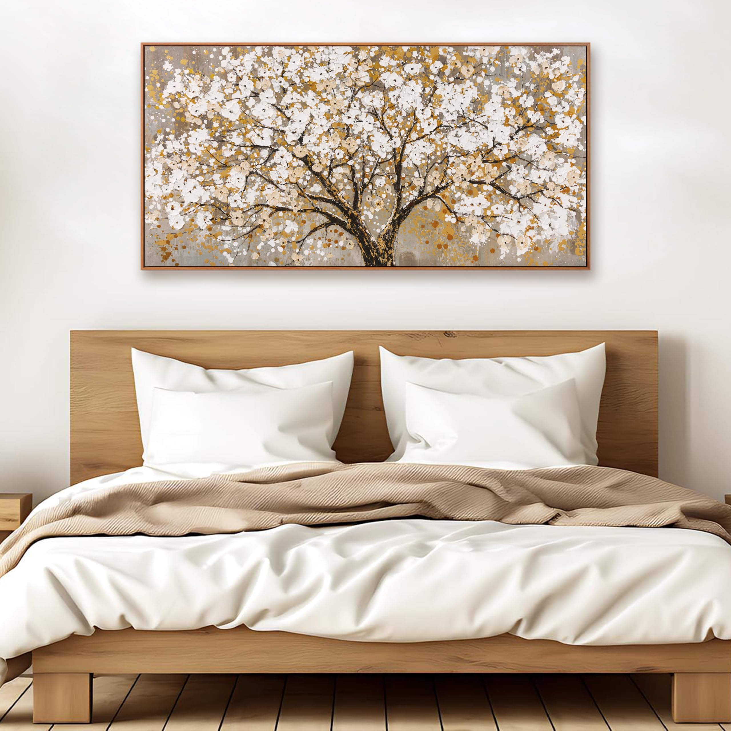 Arte enmarcado para pared, diseño de árbol de la vida dorado, arte de pared - Imagen 4