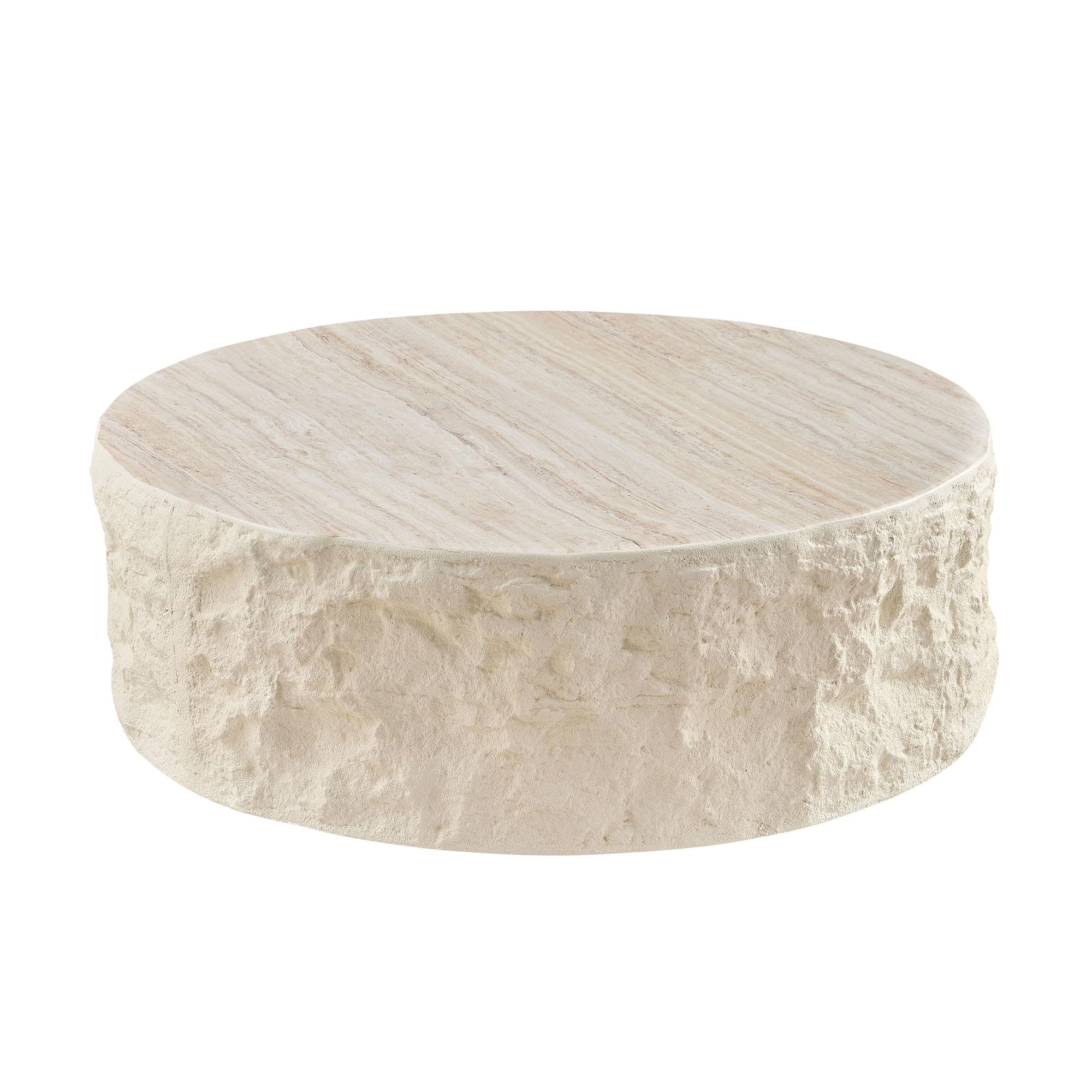 Mesa de centro con tambor, mesa de centro de mármol sintético - Imagen 4