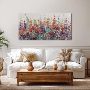 Arte de pared rústico y colorido con flores silvestres florales