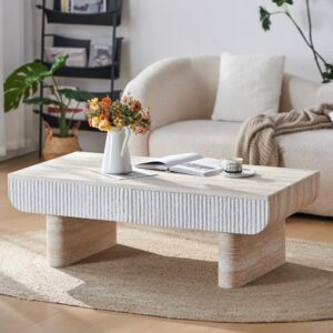 Mesa de centro moderna de mediados de siglo de 46.9 pulgadas con parte superior de mármol