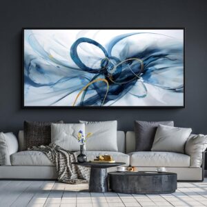 XLSJERST Arte de Pared con Marco - Arte Moderno de Lienzo Abstracto en Azul y Blanco