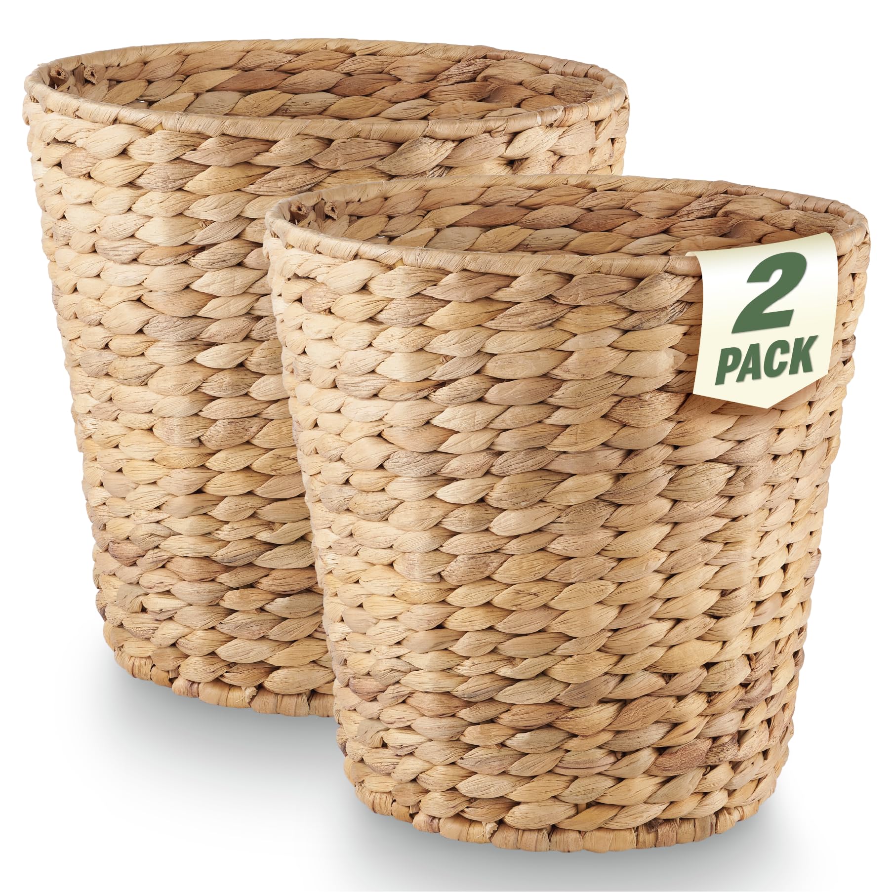 84ECO Paquete de 2 cubos de basura de mimbre de 3 galones para baño