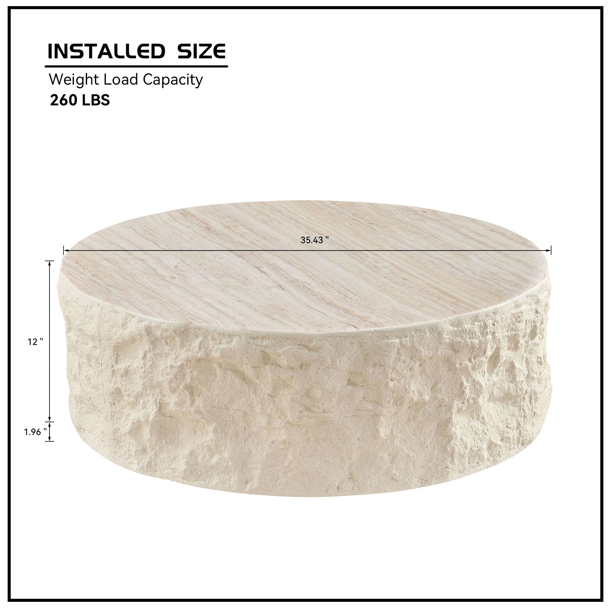 Mesa de centro con tambor, mesa de centro de mármol sintético - Imagen 2