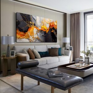 WDHCG Abstract Canvas Wall-Art Living Room - Black and White Wall Decor - Marble Wall Art