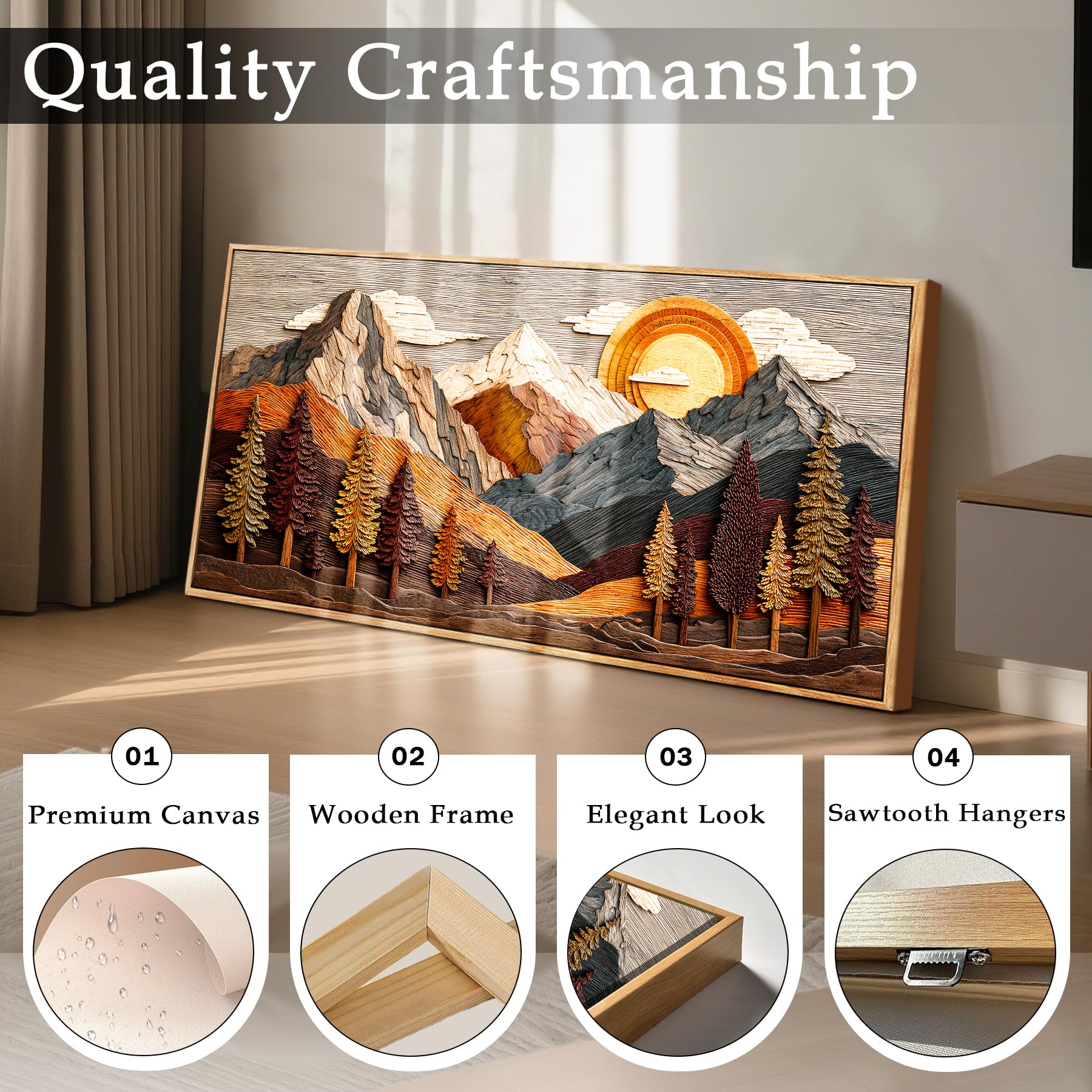 imjiayu Arte de pared enmarcado grande de montaña abstracta, decoración - Imagen 3