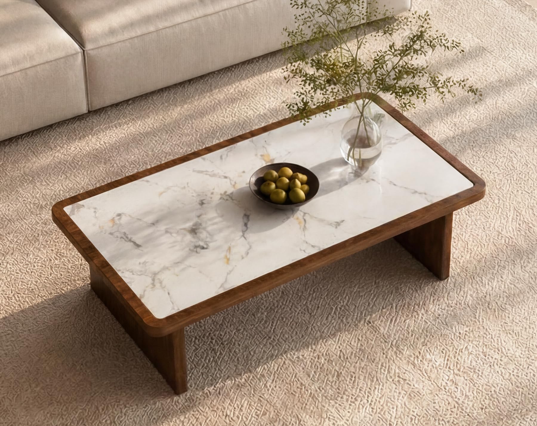 Mesa auxiliar rectangular de 47.24 pulgadas con parte superior de piedra sinterizada - Imagen 5
