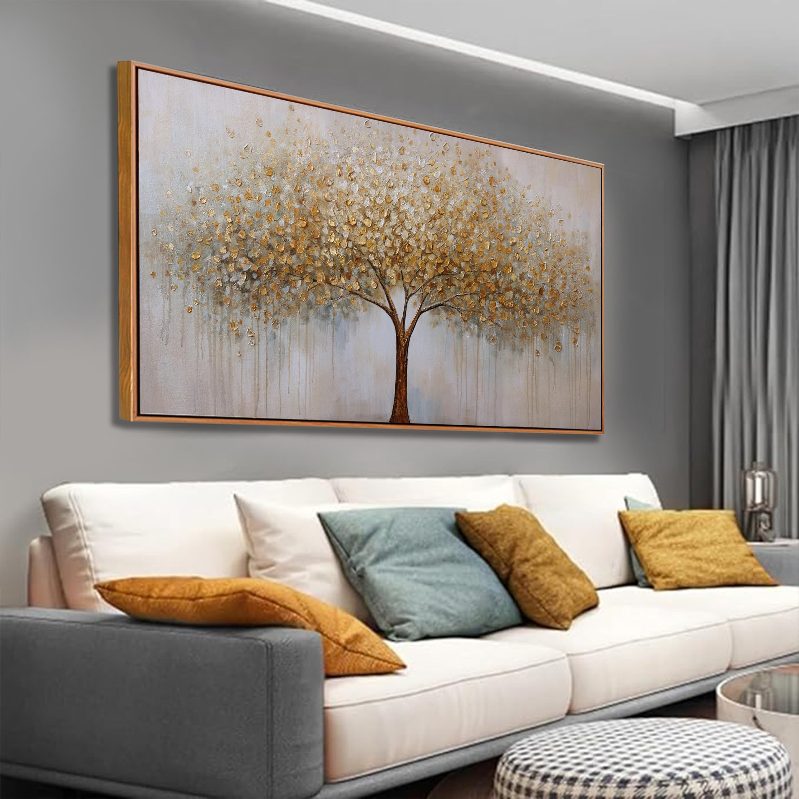 Arte abstracto para pared, árbol de la vida dorado, enmarcado, lienzo - Imagen 3