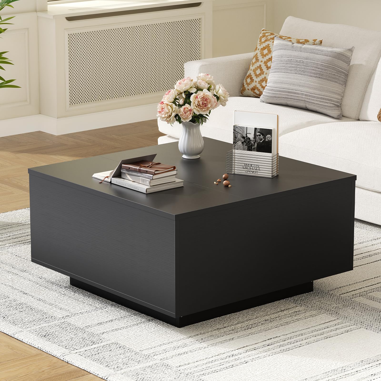 FABATO - Mesa auxiliar de madera con tapa elevable, 31.5 pulgadas - Imagen 4