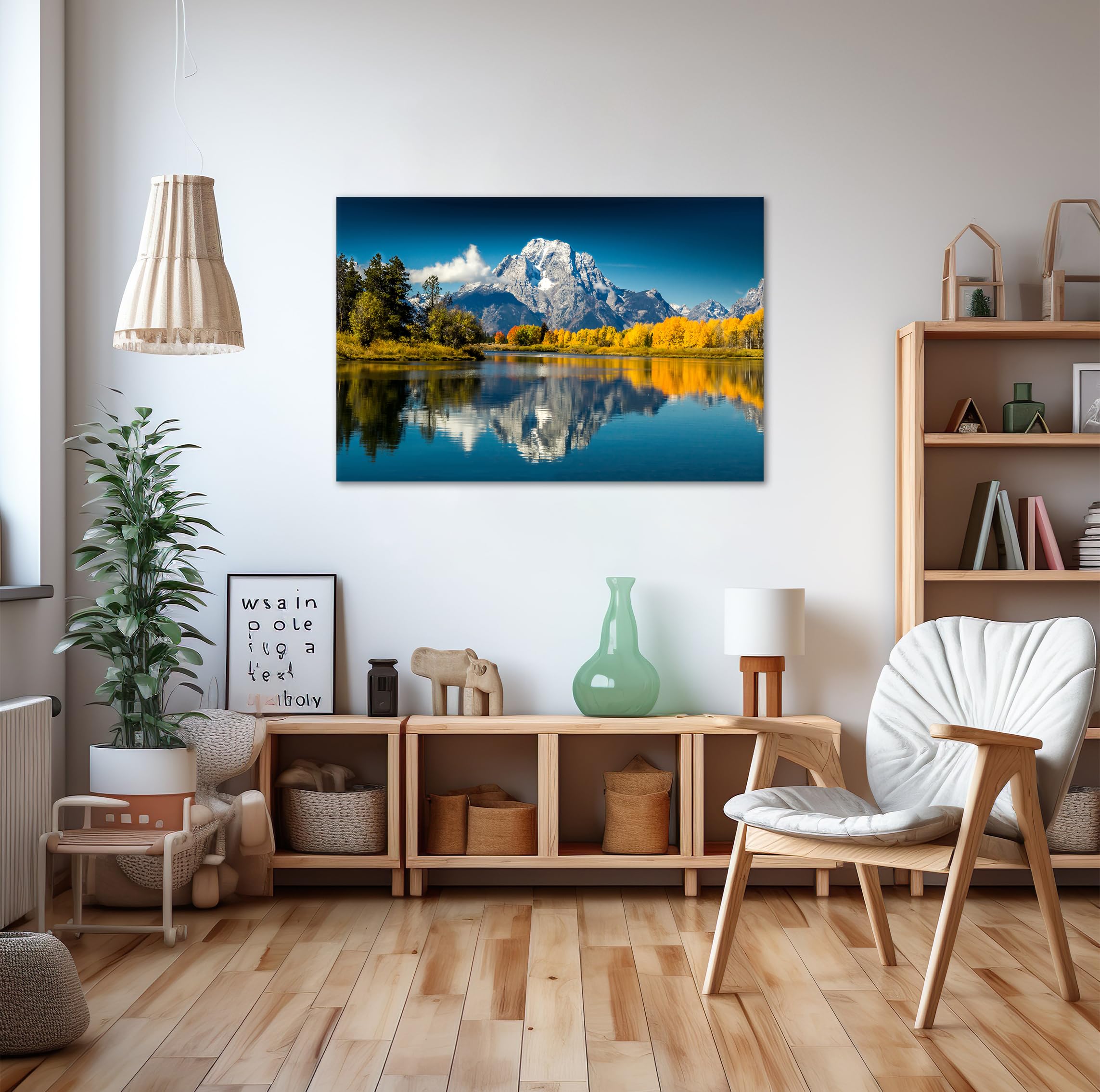 YIOZHAOFH Lienzo decorativo de pared con diseño de teton de montaña, paisaje, lago natural - Imagen 3