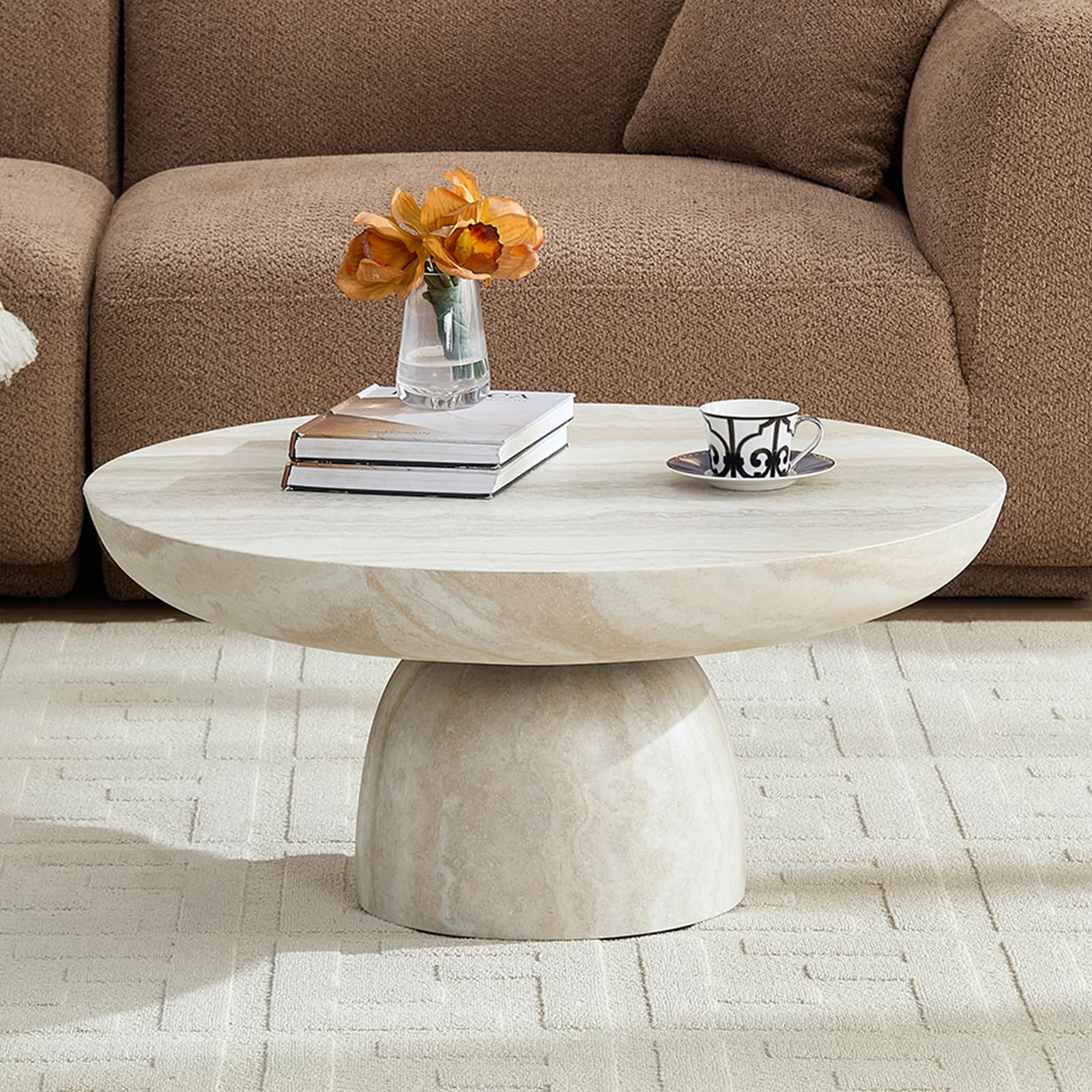 Mesa de Centro de Mármol Sintético con Forma de Hongo