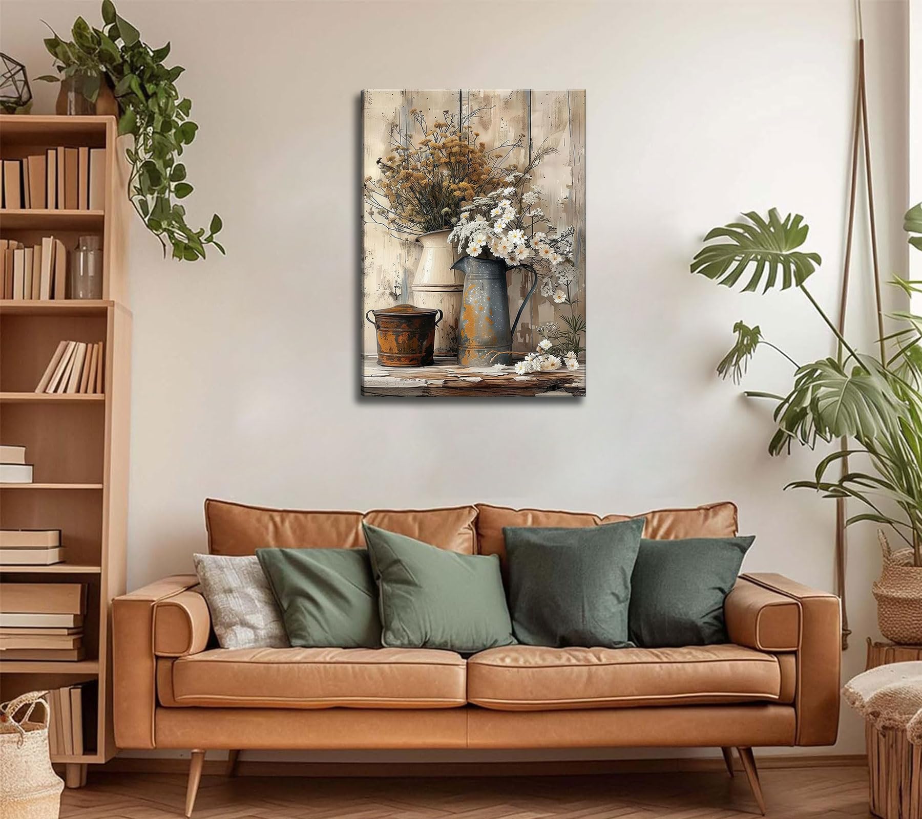 Lienzo rústico de margaritas de granja, arte de pared, pósteres florales de campo vintage - Imagen 4