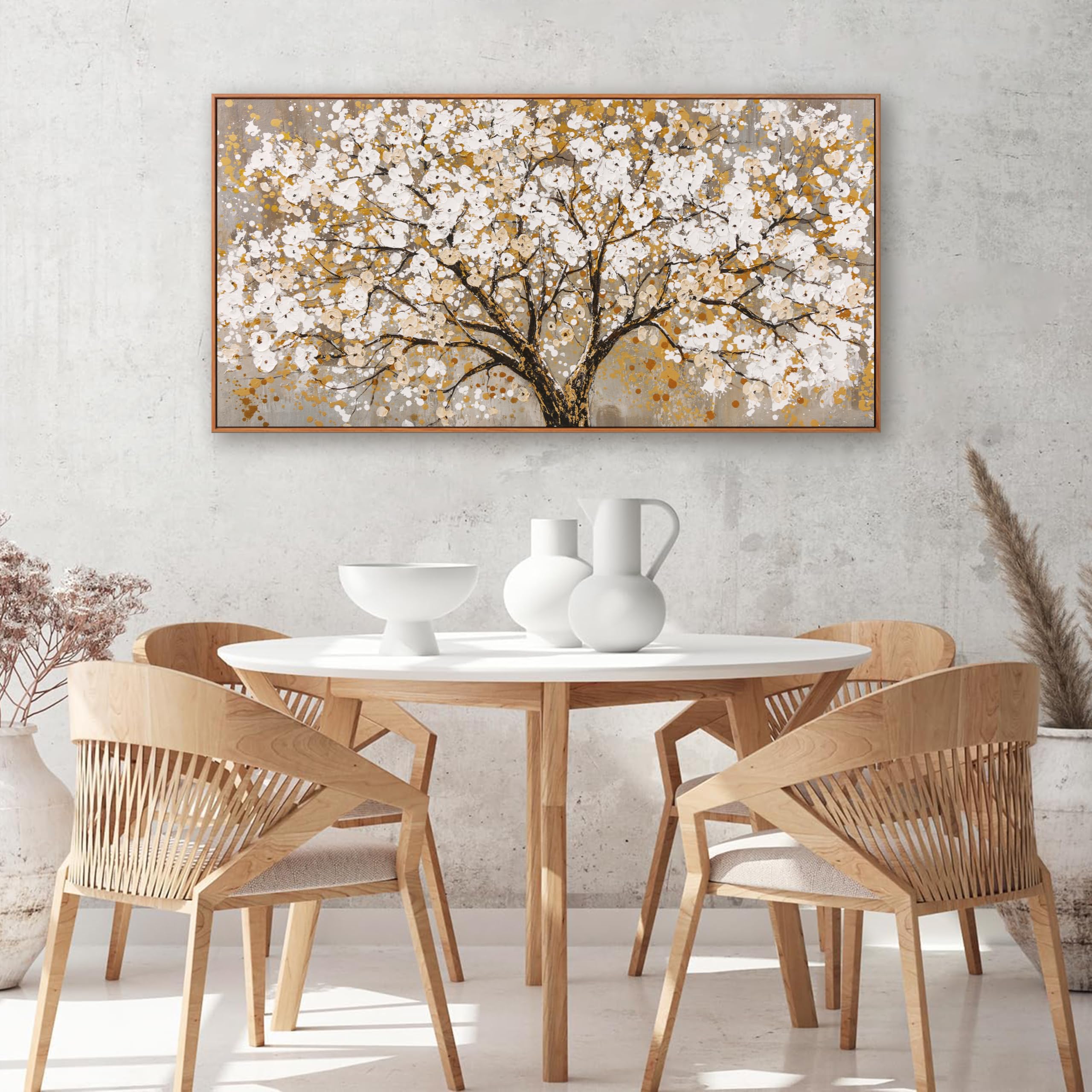 Arte enmarcado para pared, diseño de árbol de la vida dorado, arte de pared - Imagen 3