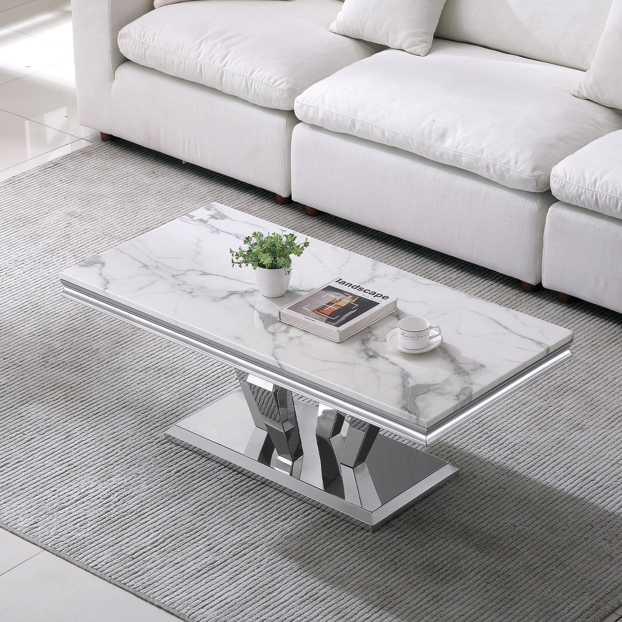 SSLine Moderna mesa de centro de 1 pieza para sala de estar - Imagen 4