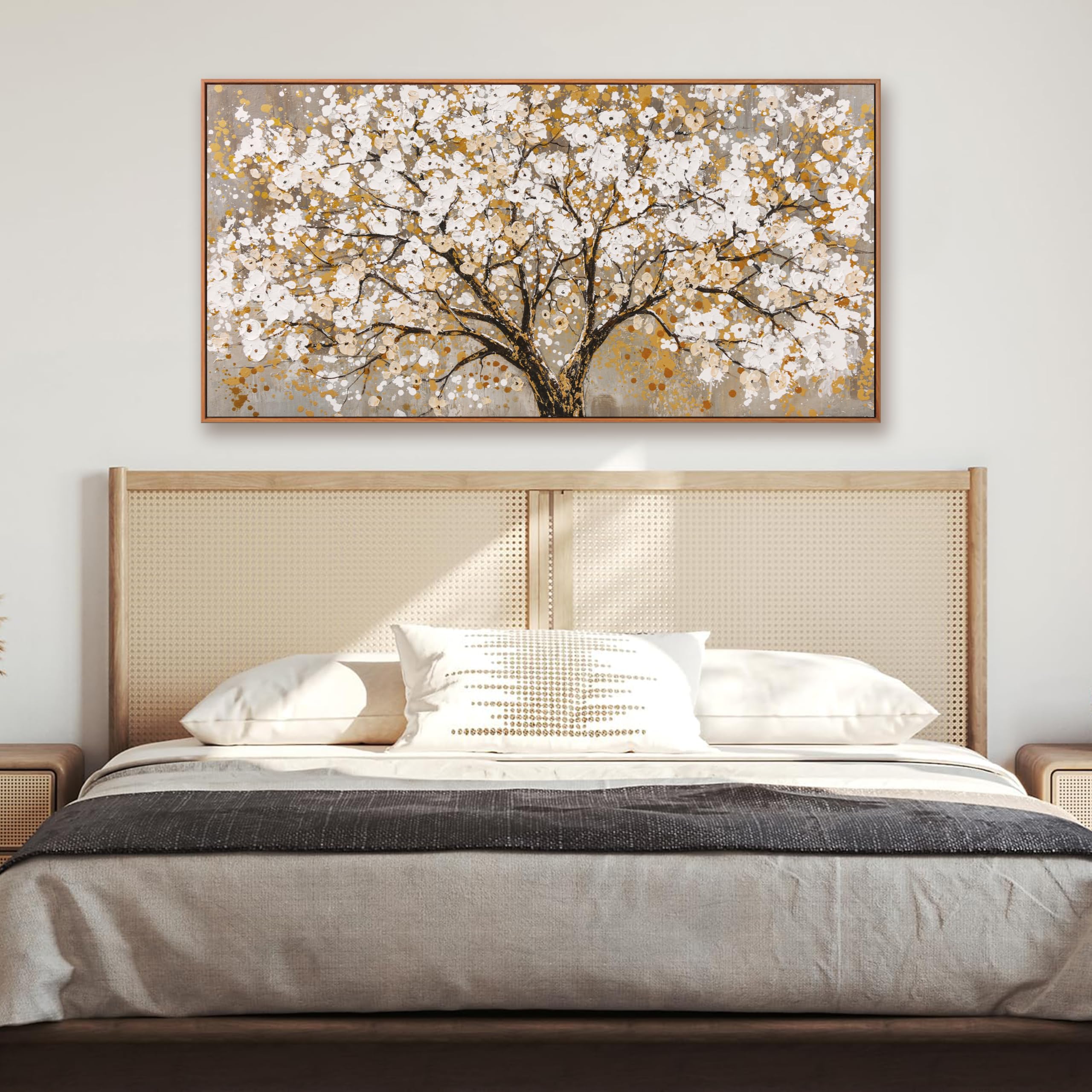 Arte enmarcado para pared, diseño de árbol de la vida dorado, arte de pared - Imagen 2