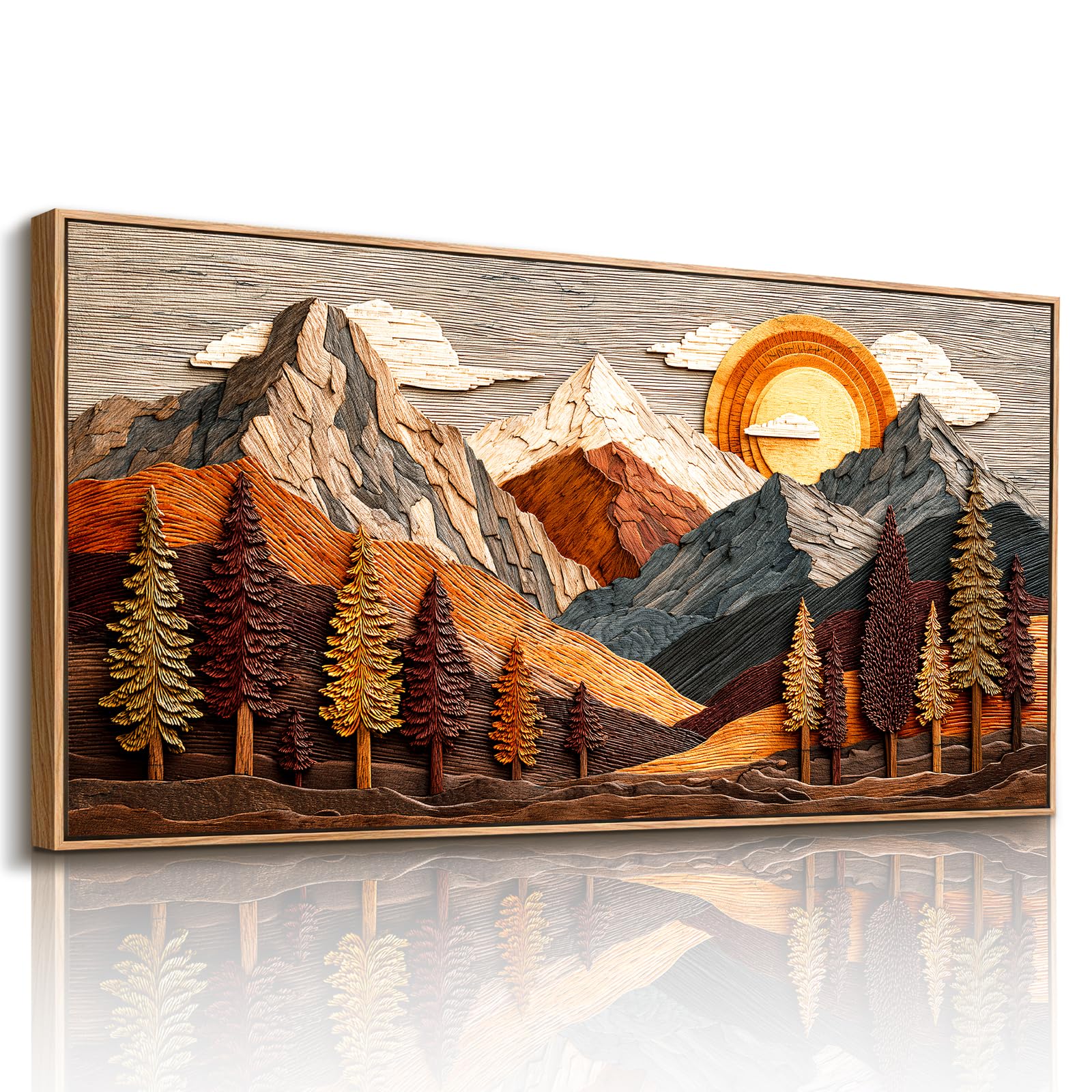 imjiayu Arte de pared enmarcado grande de montaña abstracta, decoración