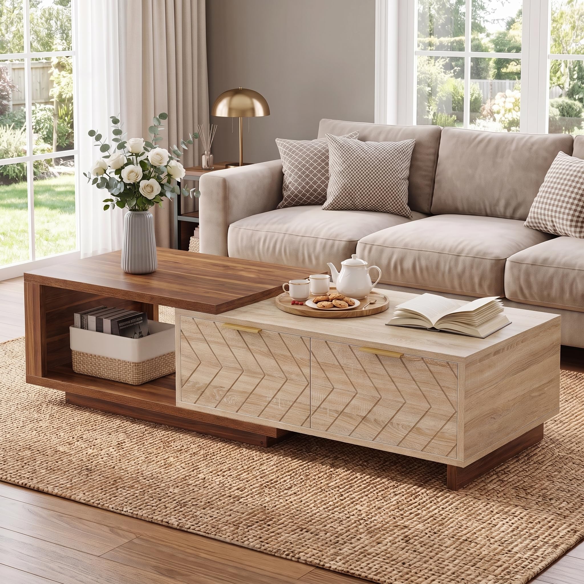 LITTLE TREE Mesa auxiliar expandible con 2 cajones
